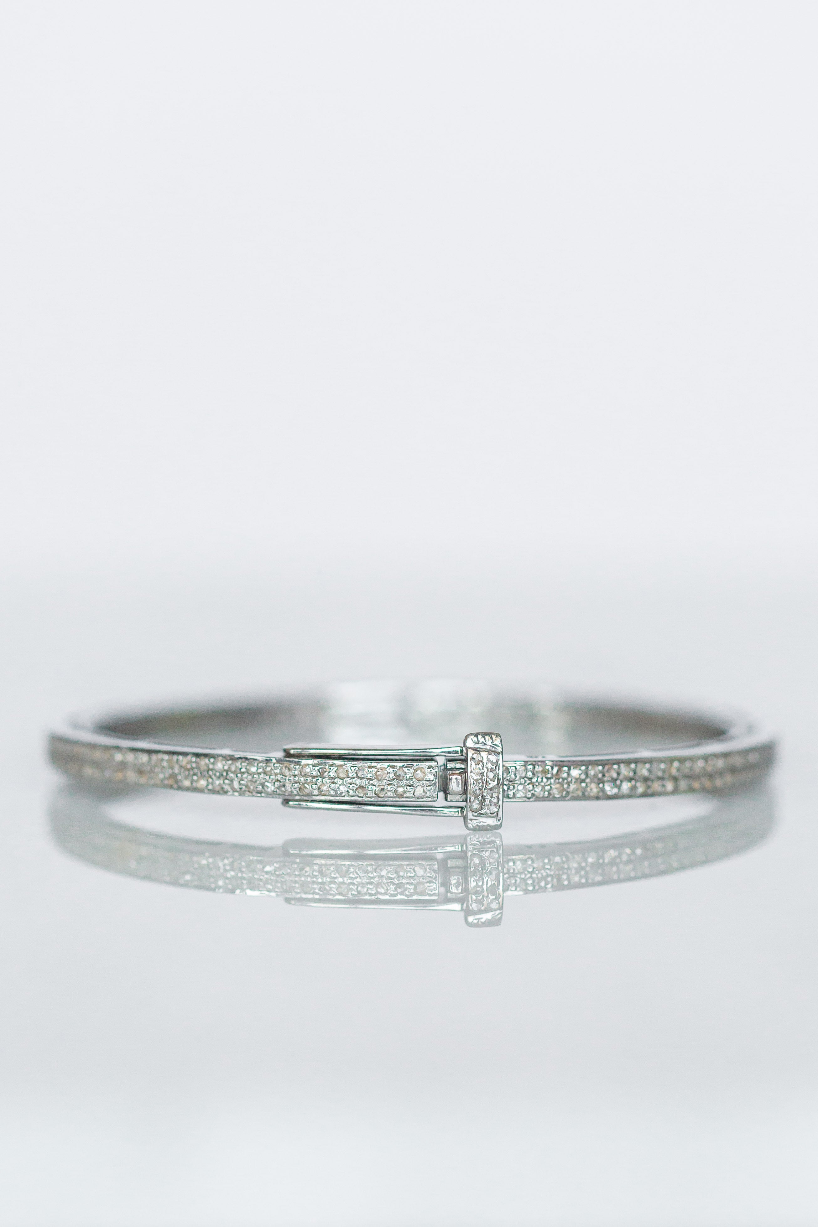 y9131B Silver Double Row Diamond Bracelet