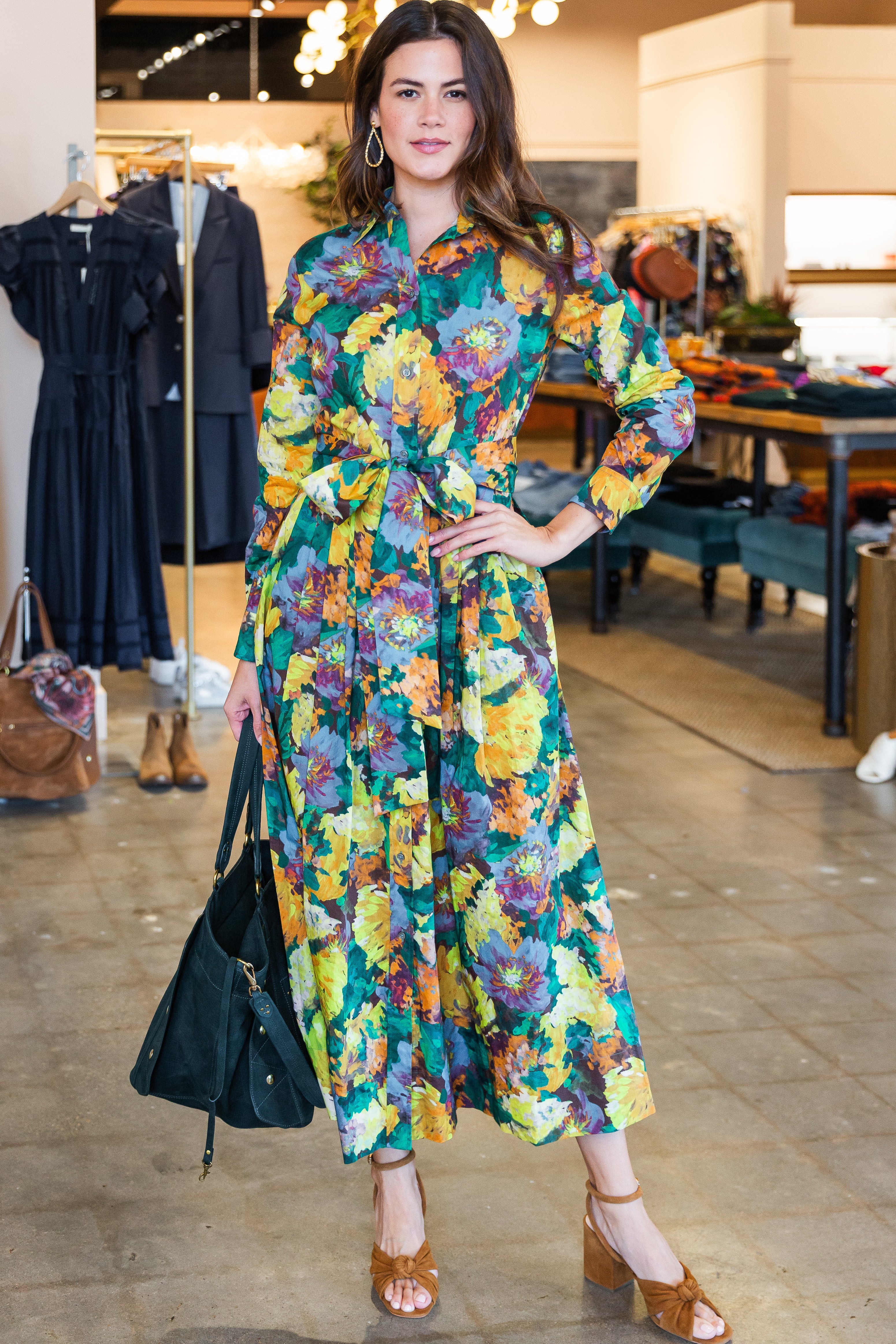 Classic Shirtwaist Maxi Dress - Multi Artists Bouquet