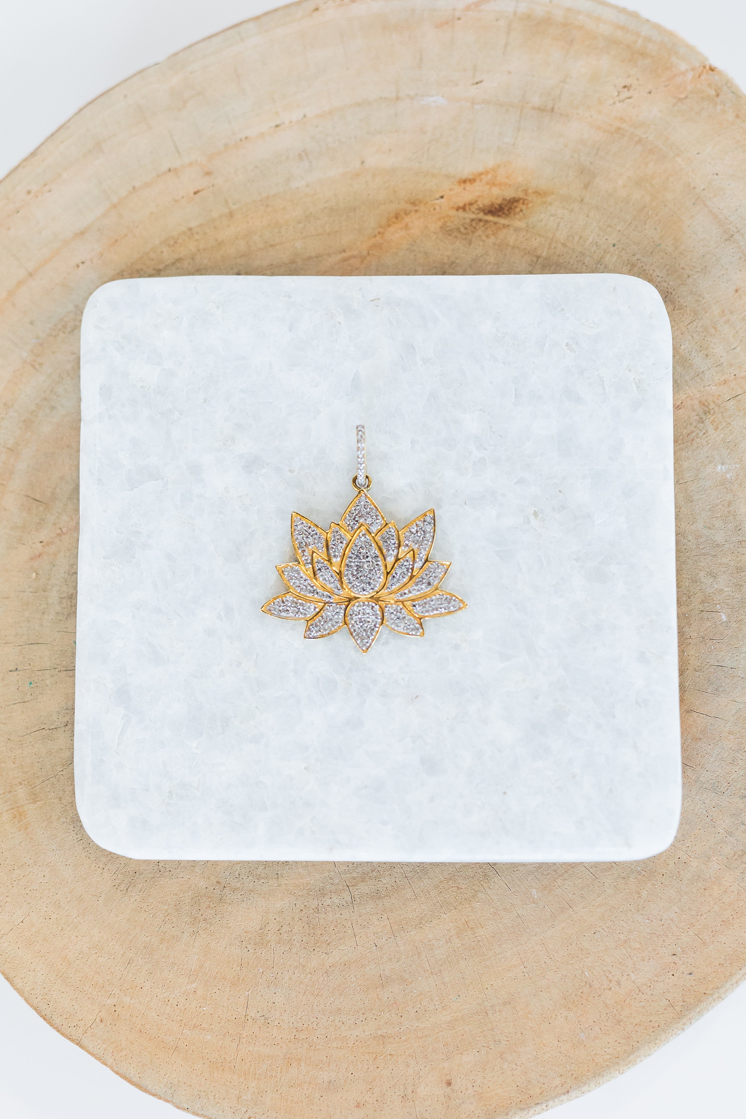 Pave Diamond Lotus Pendant (y9813B)