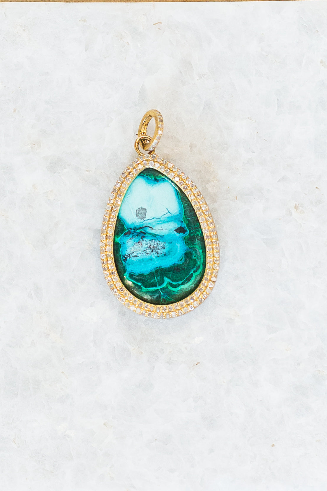 Amazonite & Malachite Drop Pendant (y10151b)