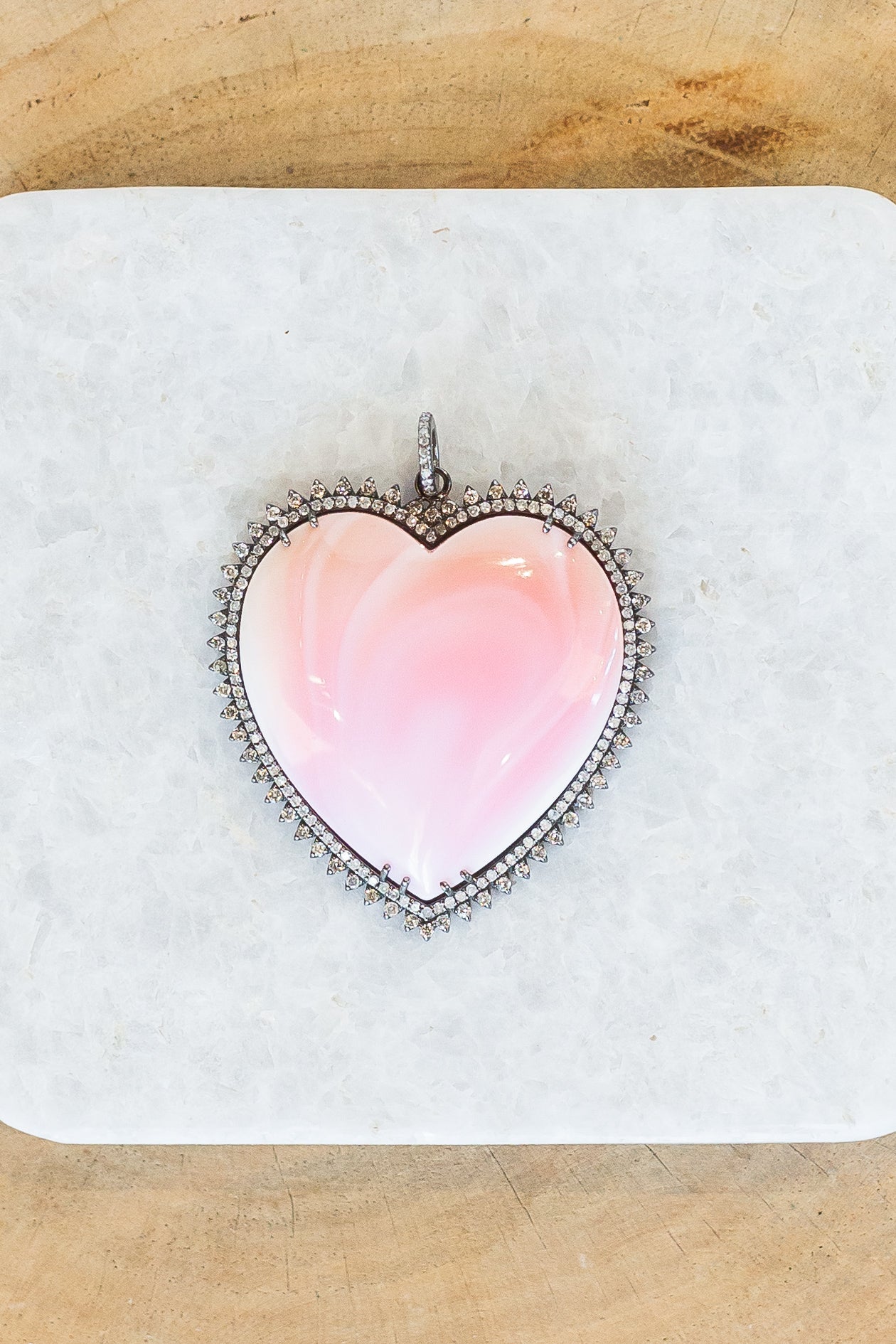 Pink Opal Heart Pendant (y10144b)