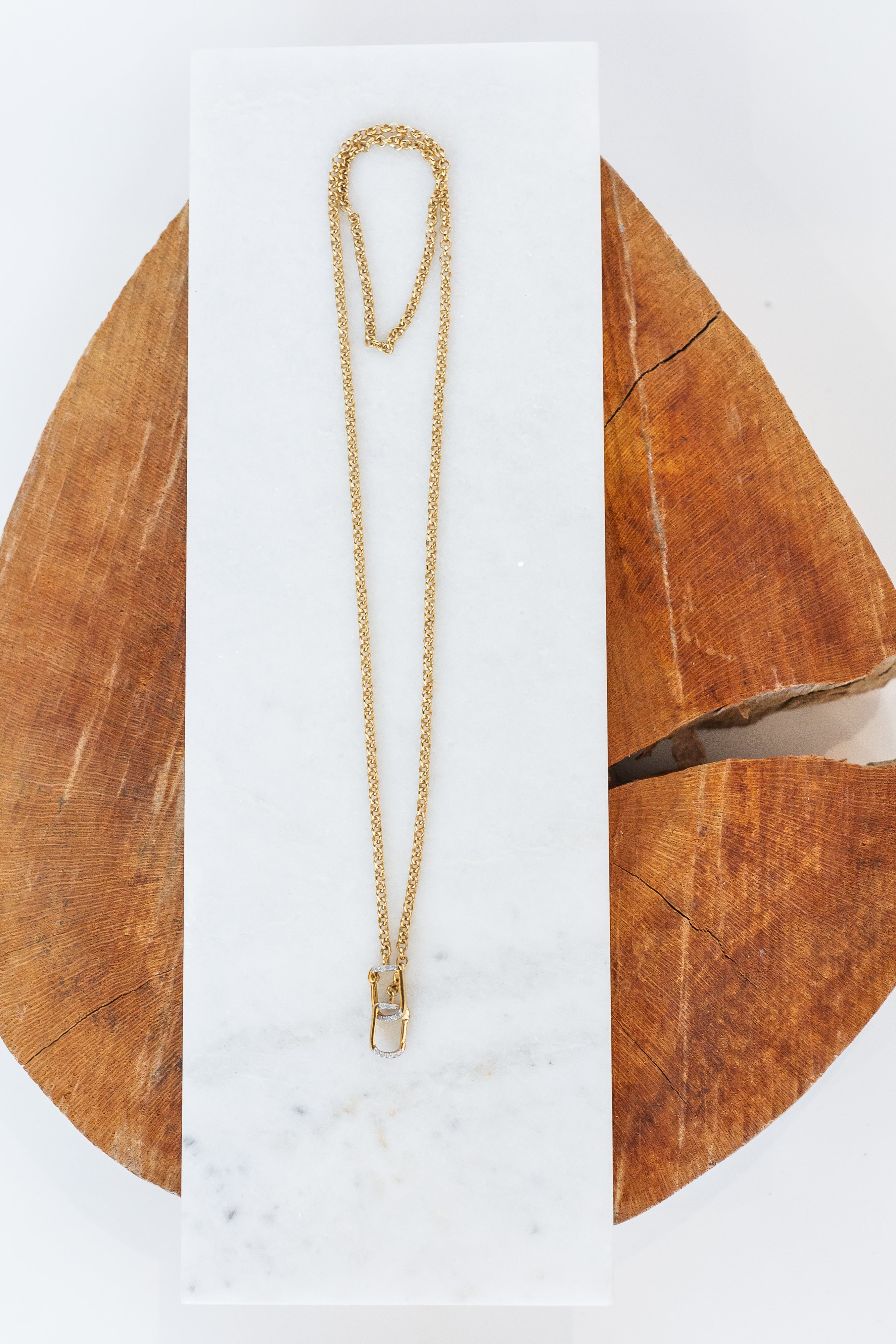 Gold Chain Necklace w/ Double Square Clasps (y10033b)