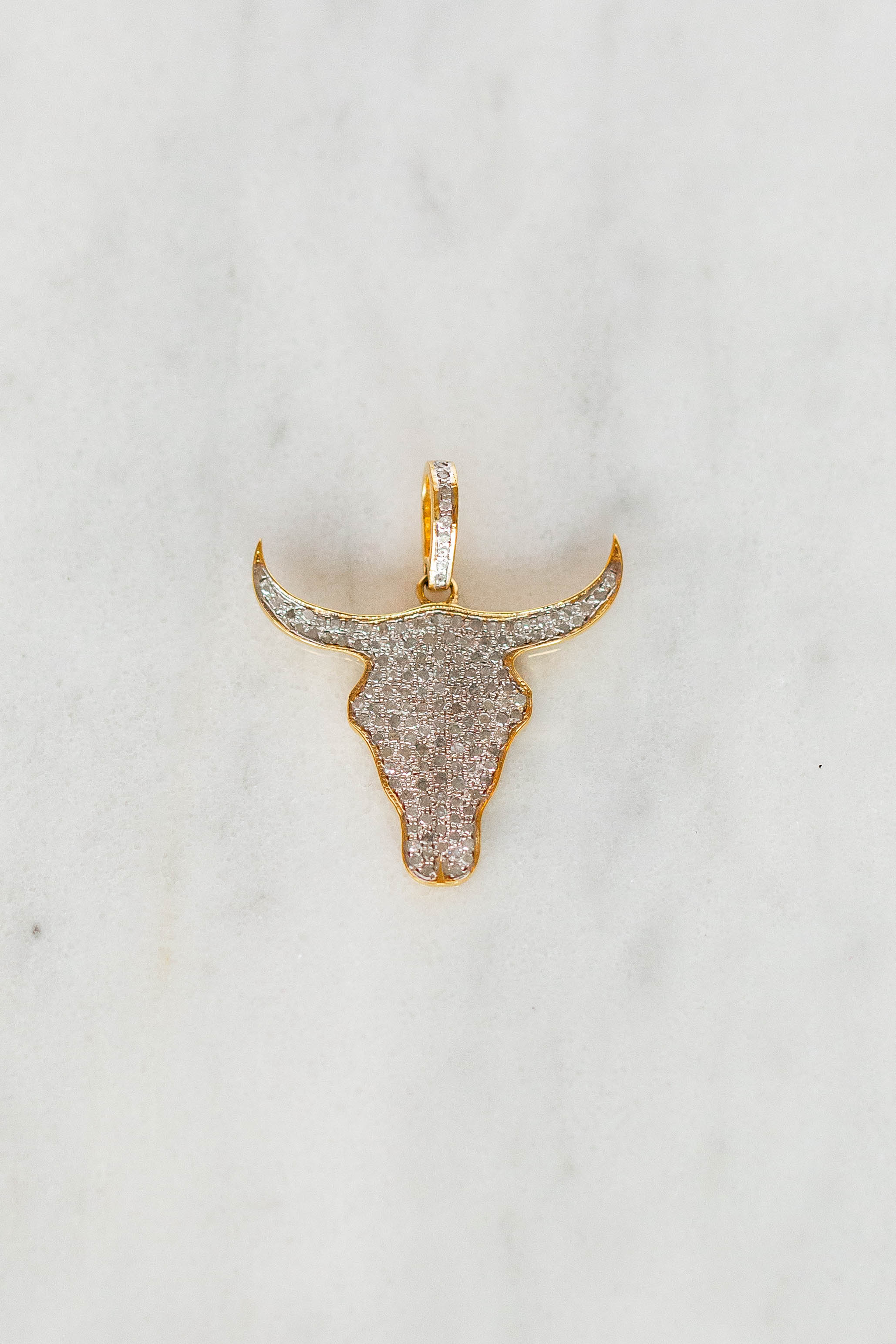 Pave Diamond Longhorn Pendant (y9213b)