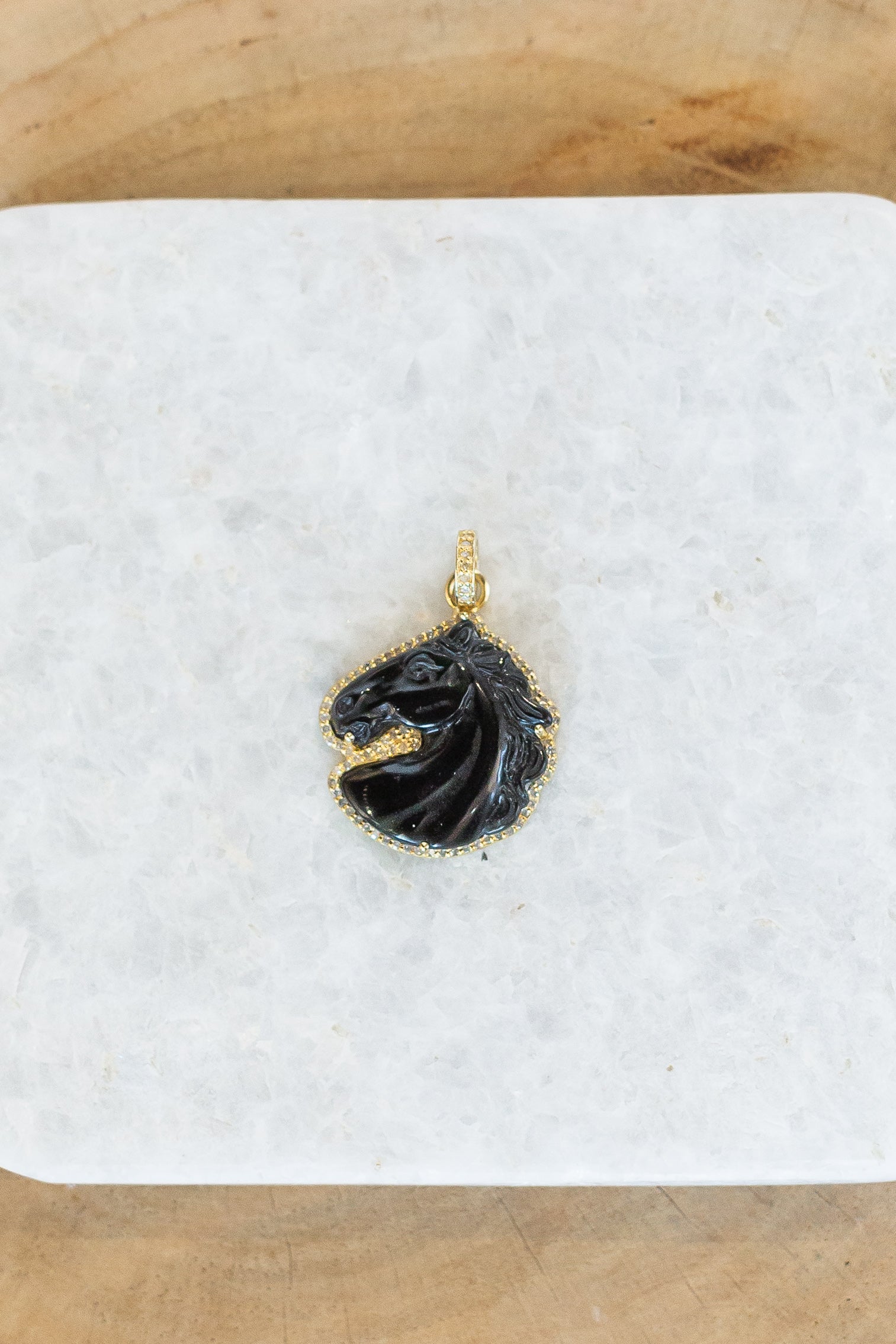 Black Obsidian Horse Pendant (y9916b)