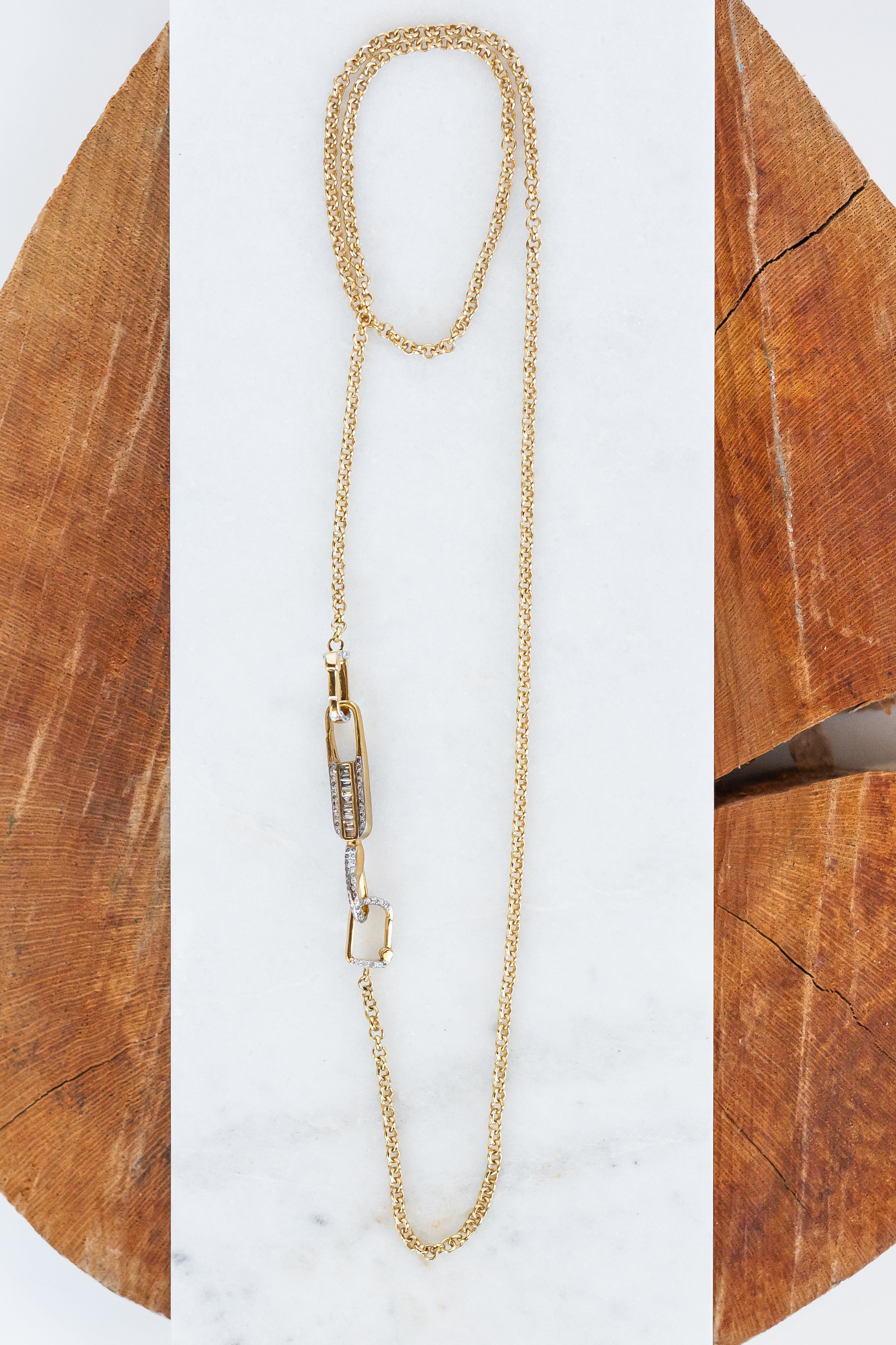 Gold Chain Necklace w/ Double Square Clasps (y10033b)