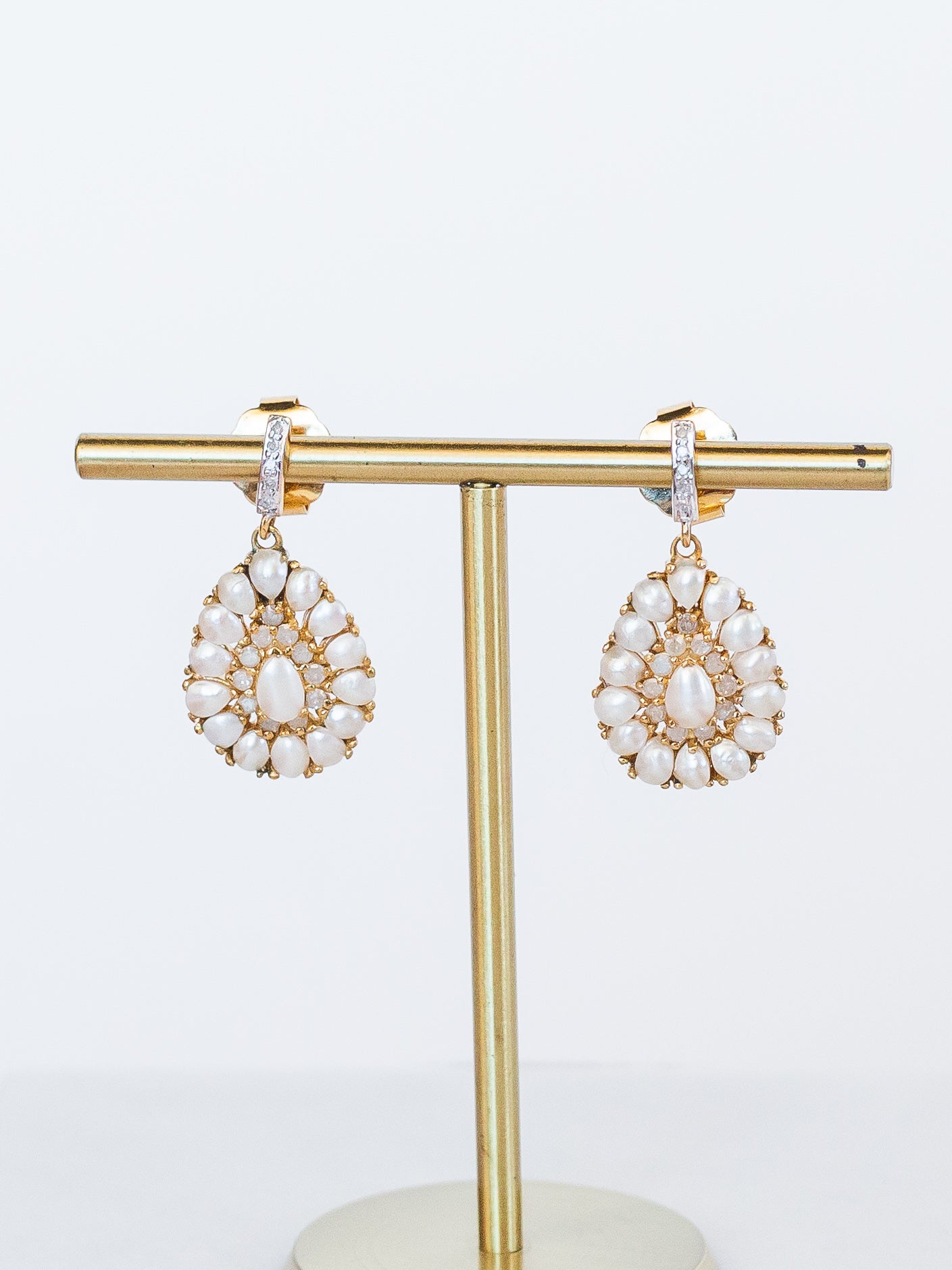 Small Pearl Round Drop Earrings (y10078b)