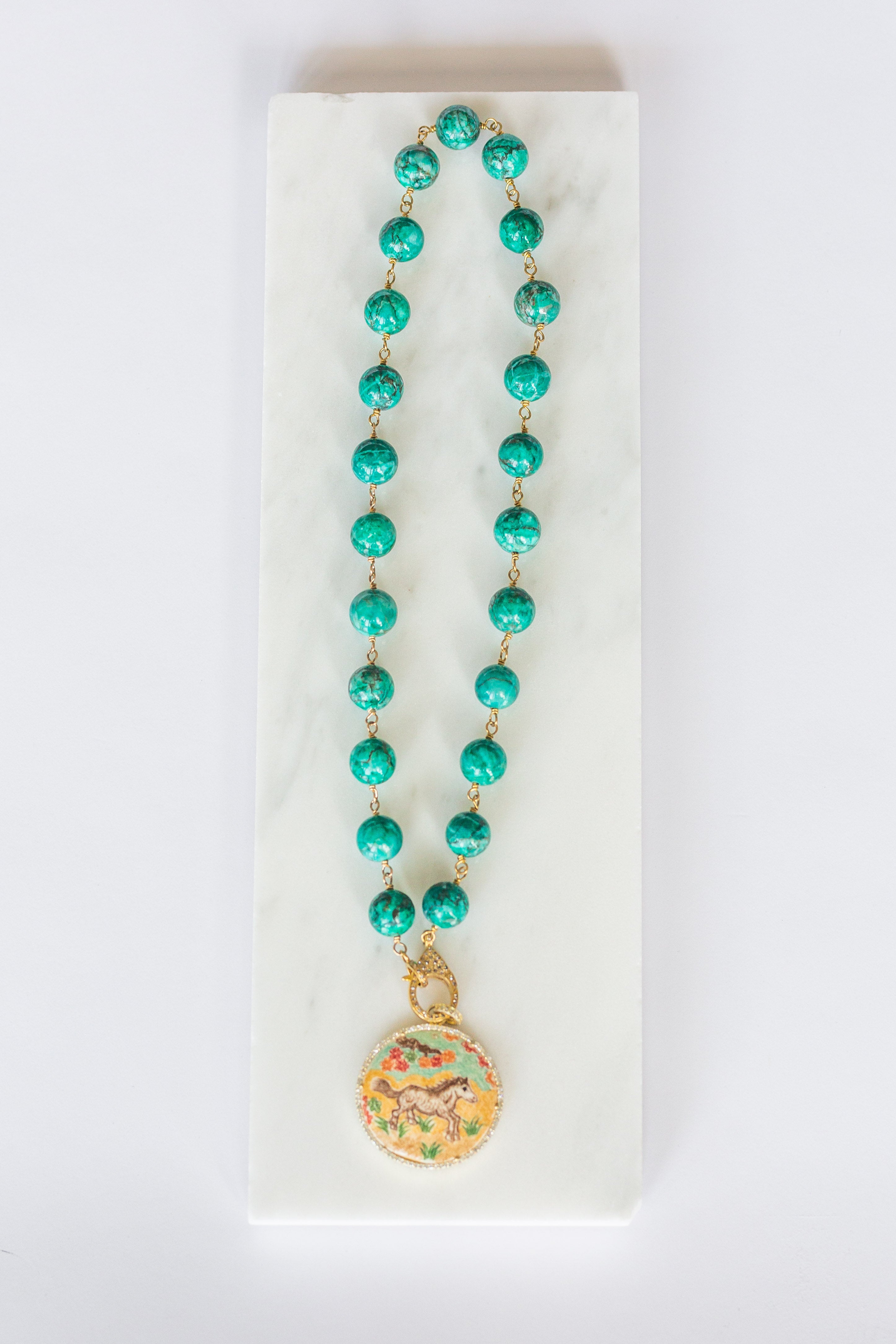 African Turquoise Beaded Necklace