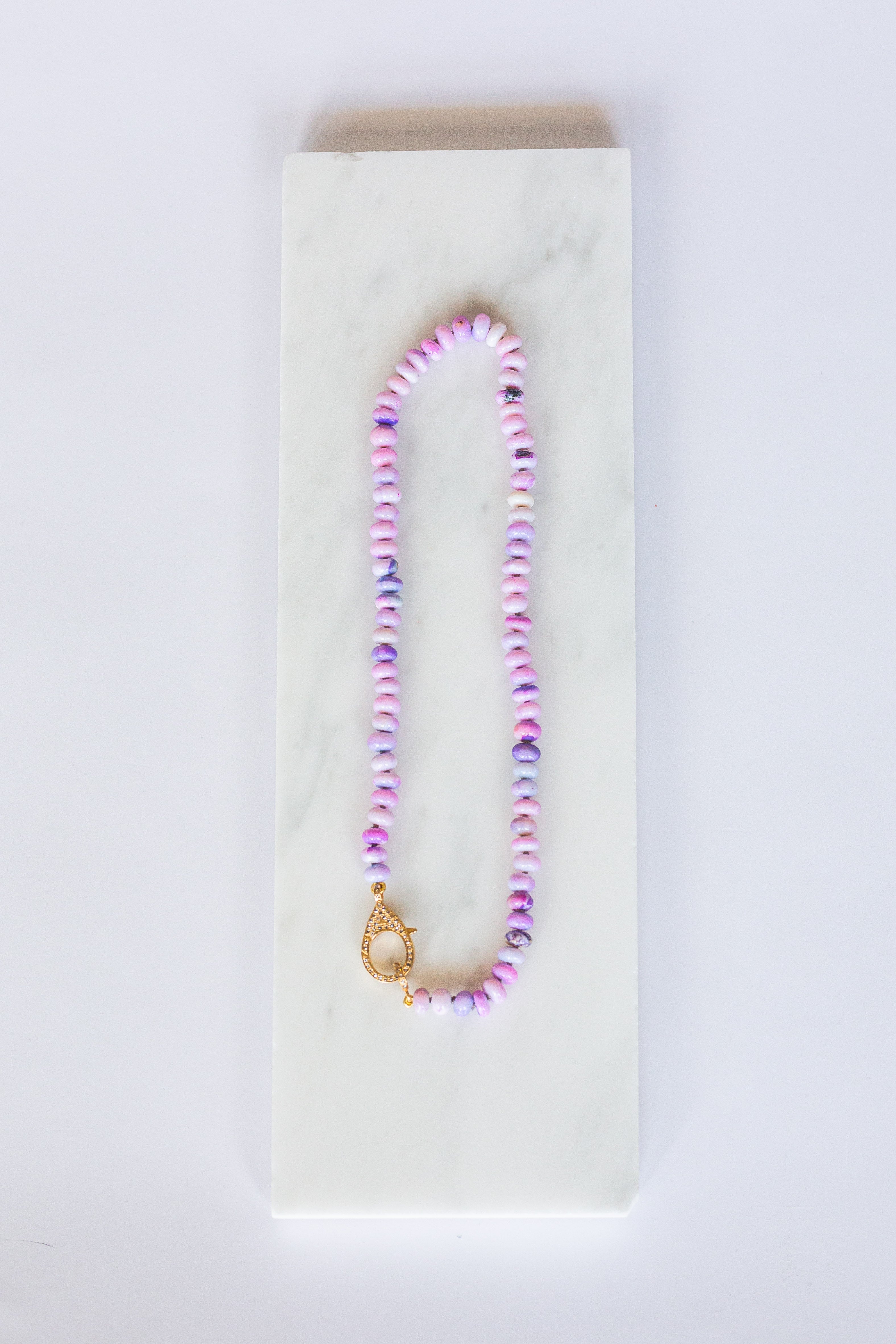 17" Purple Opal Beaded Necklace