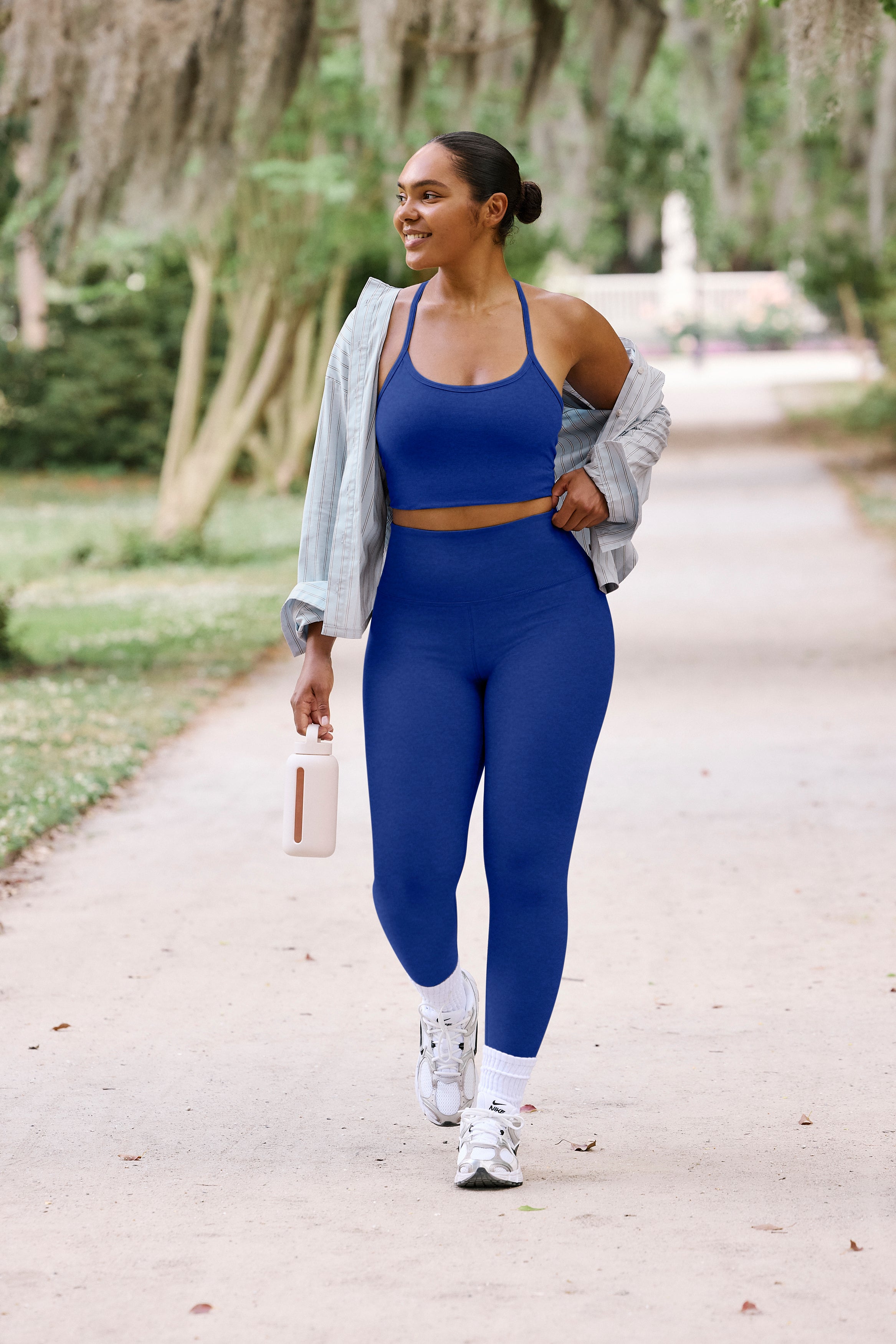 Spacedye Slim Racerback Cropped Tank - Ultra Blue Heather