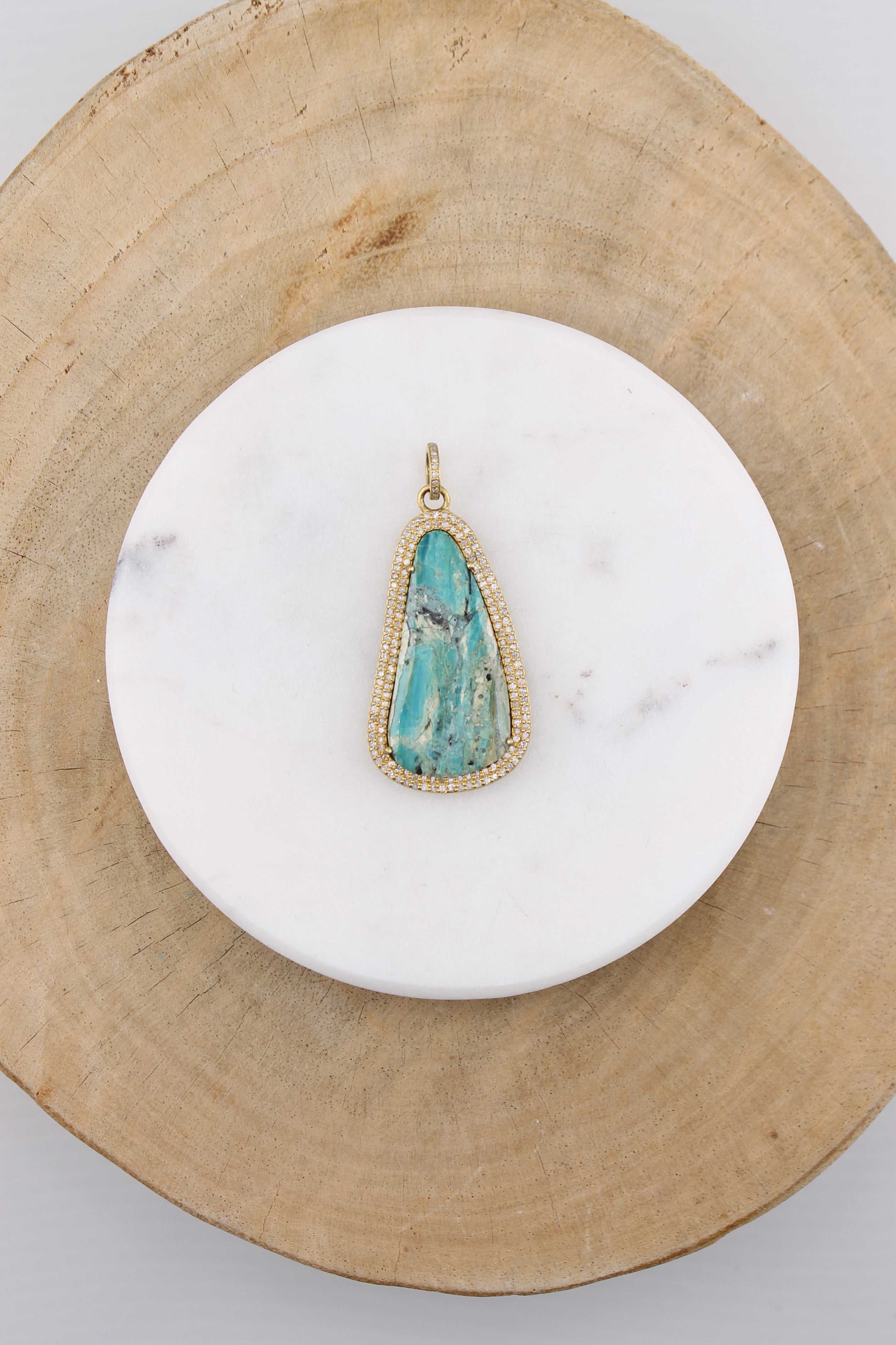 Amazonite & Azurite Oblong Pendant (y10863B)