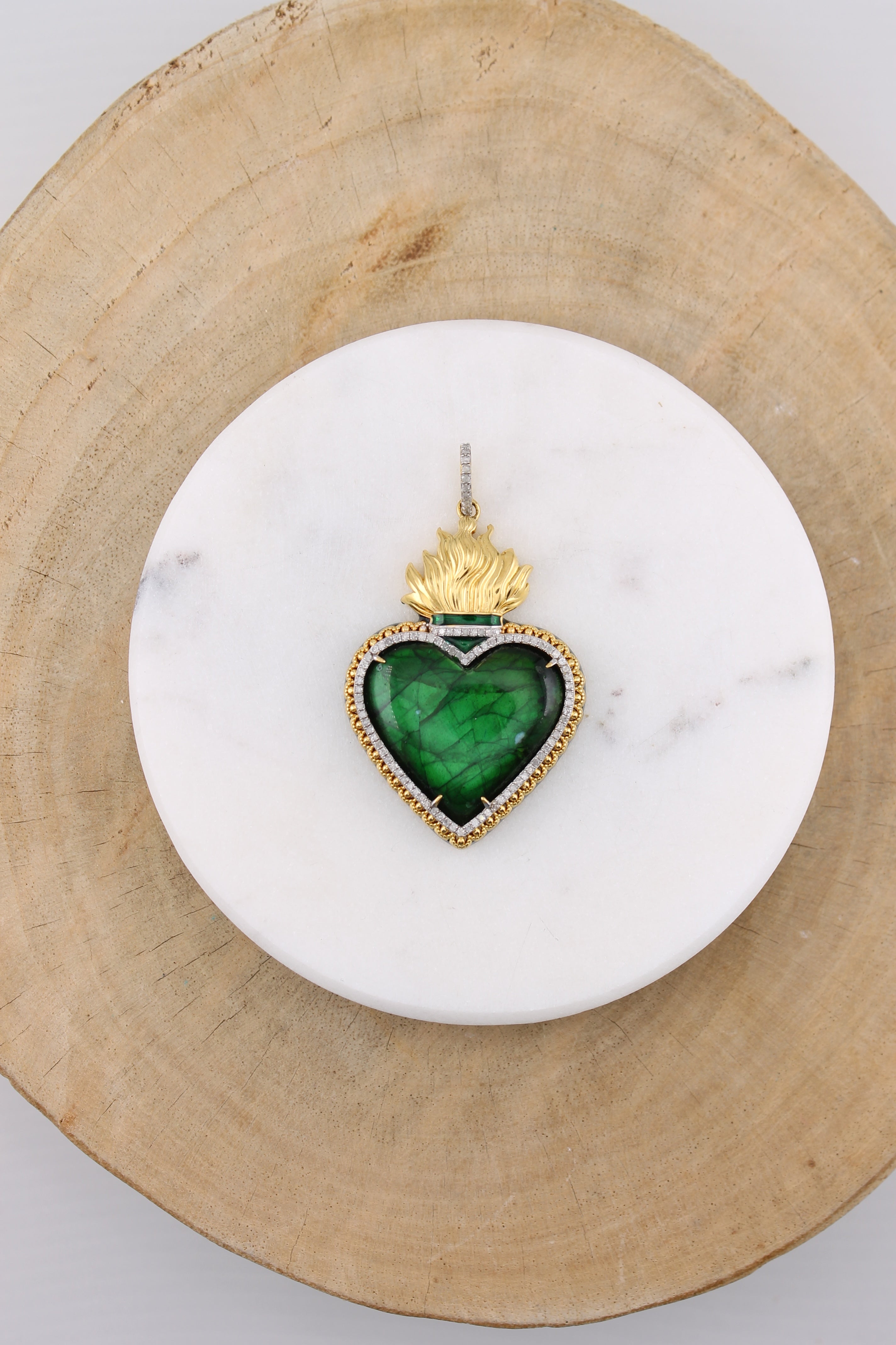 Green Labradorite Heart Pendant (y10866B)
