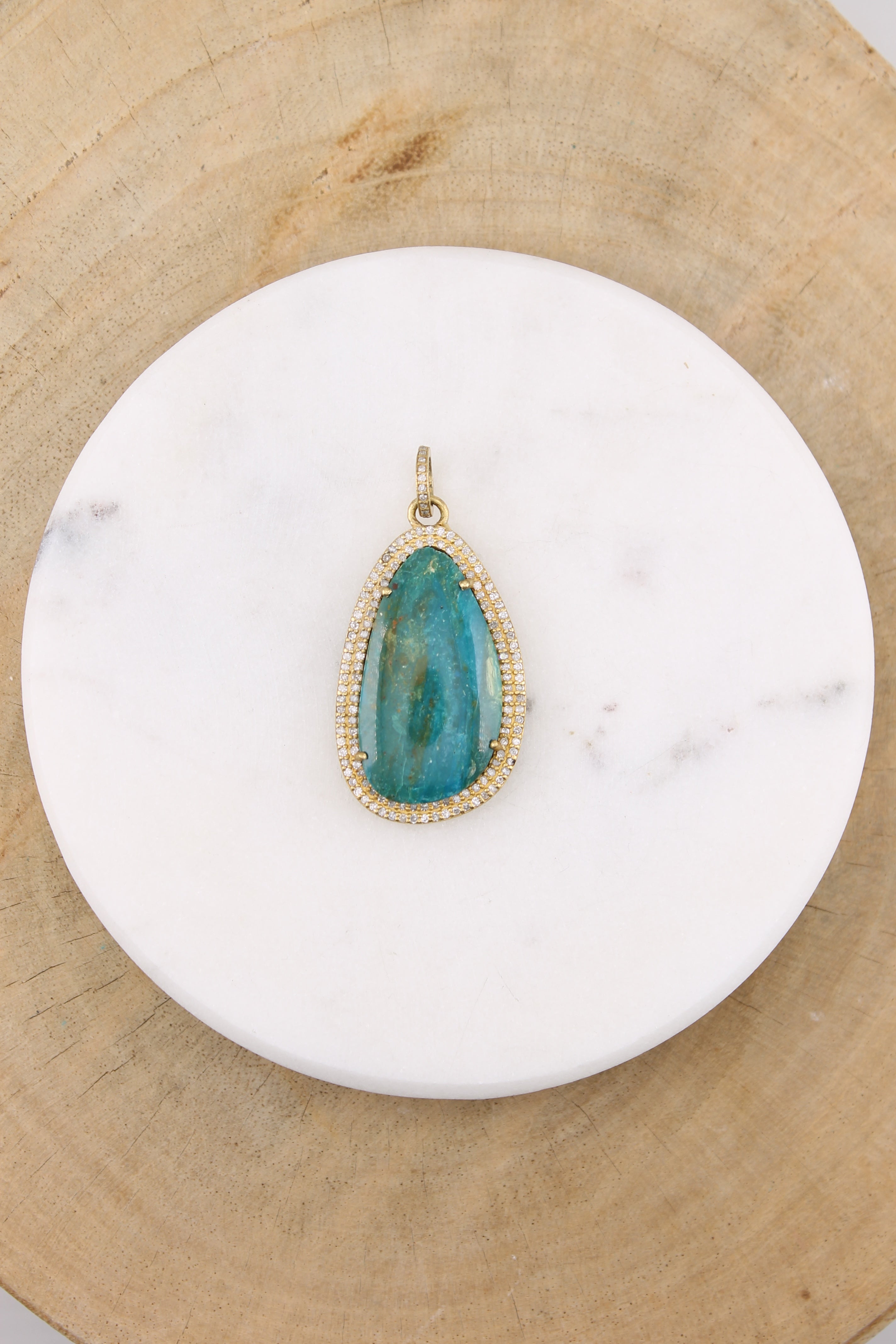 Azurite & Malachite Drop Pendant (y10865B)