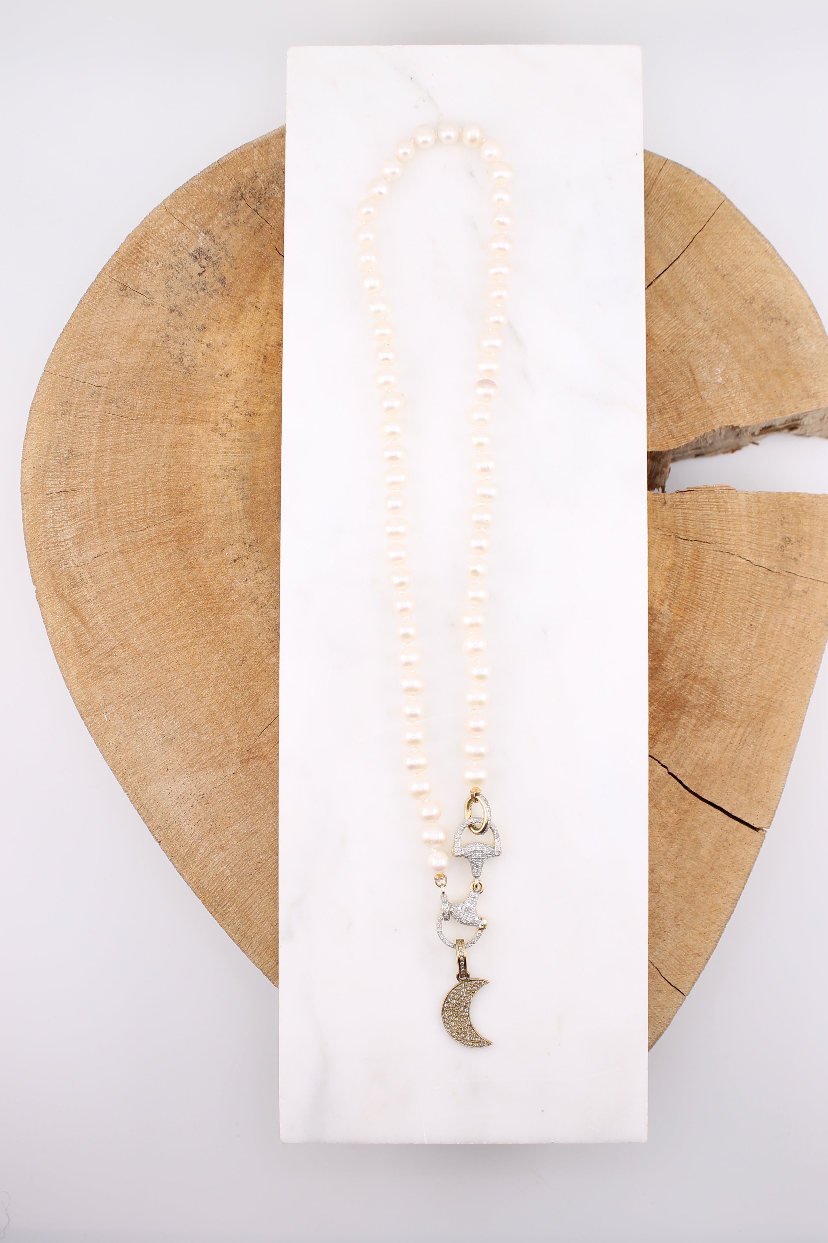 Small Brass Pave Moon (C113)