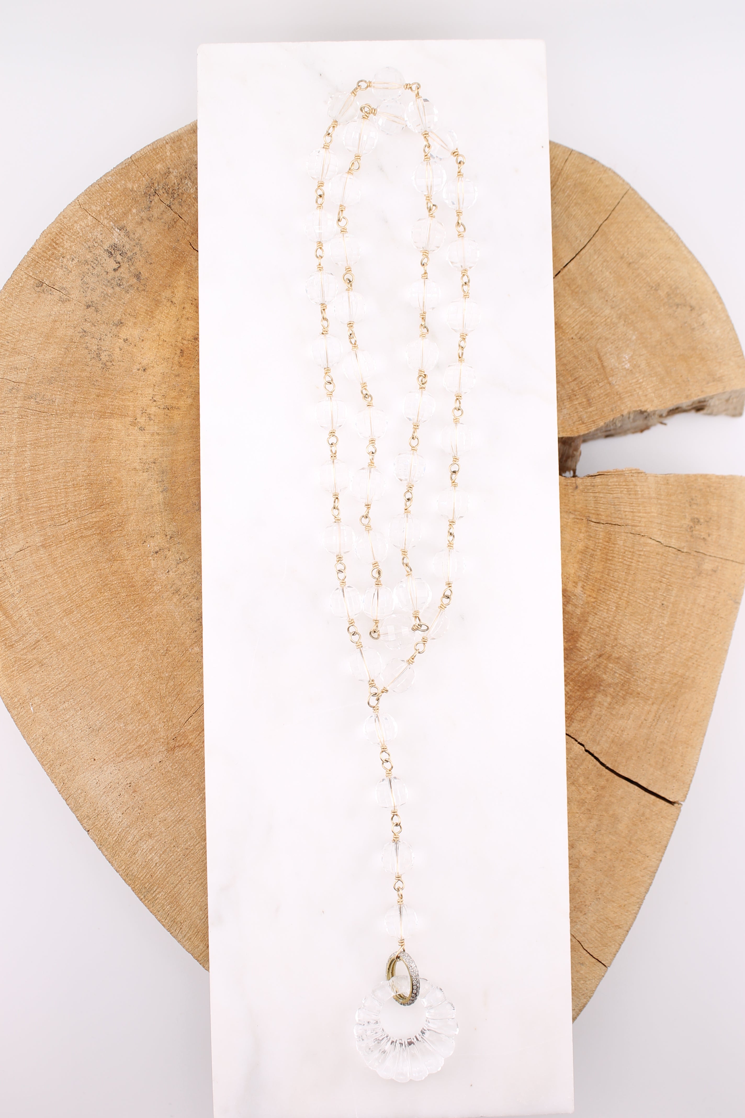 Crystal Quartz Lariat Necklace (y10880B)