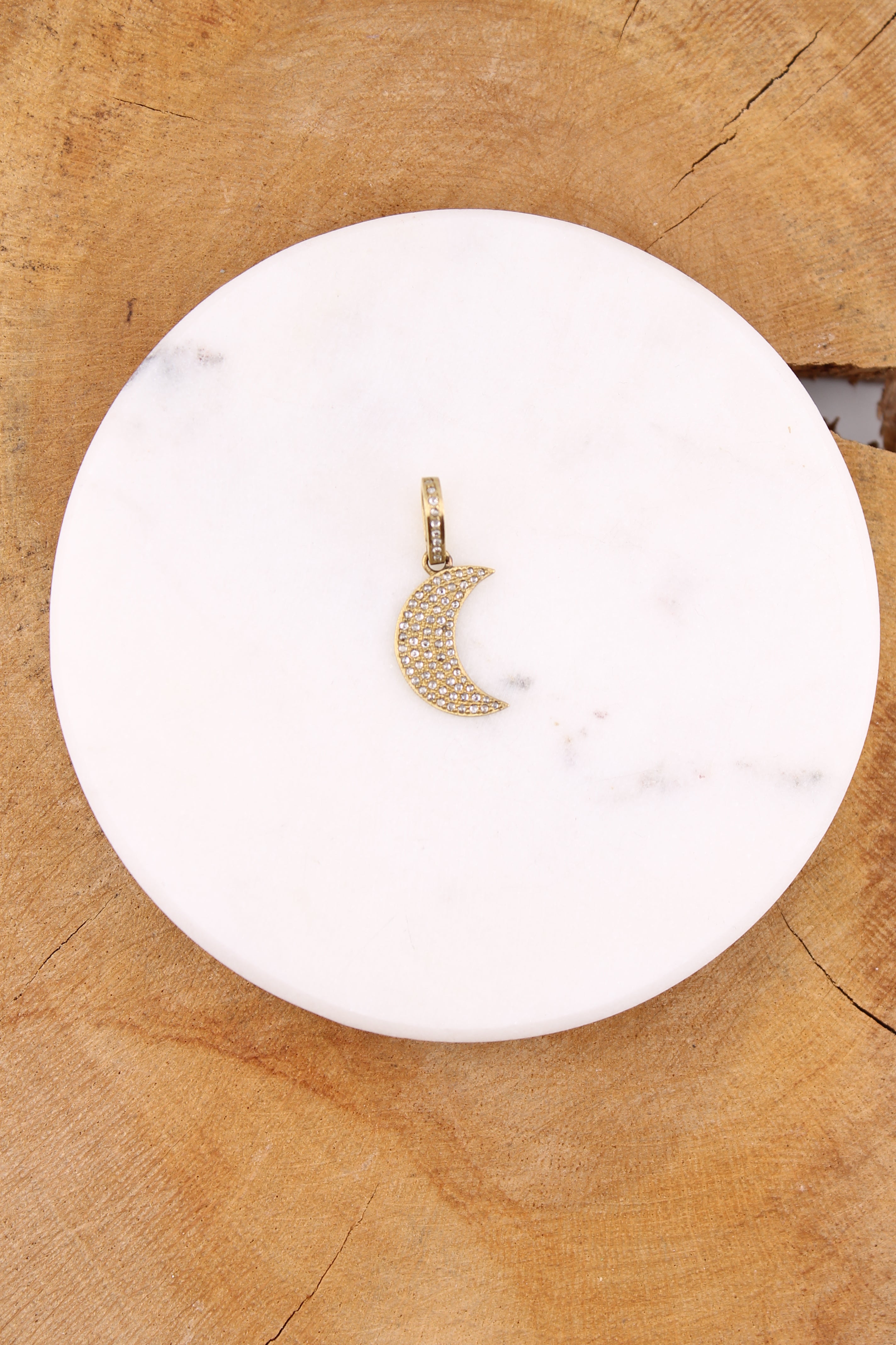 Small Brass Pave Moon (C113)