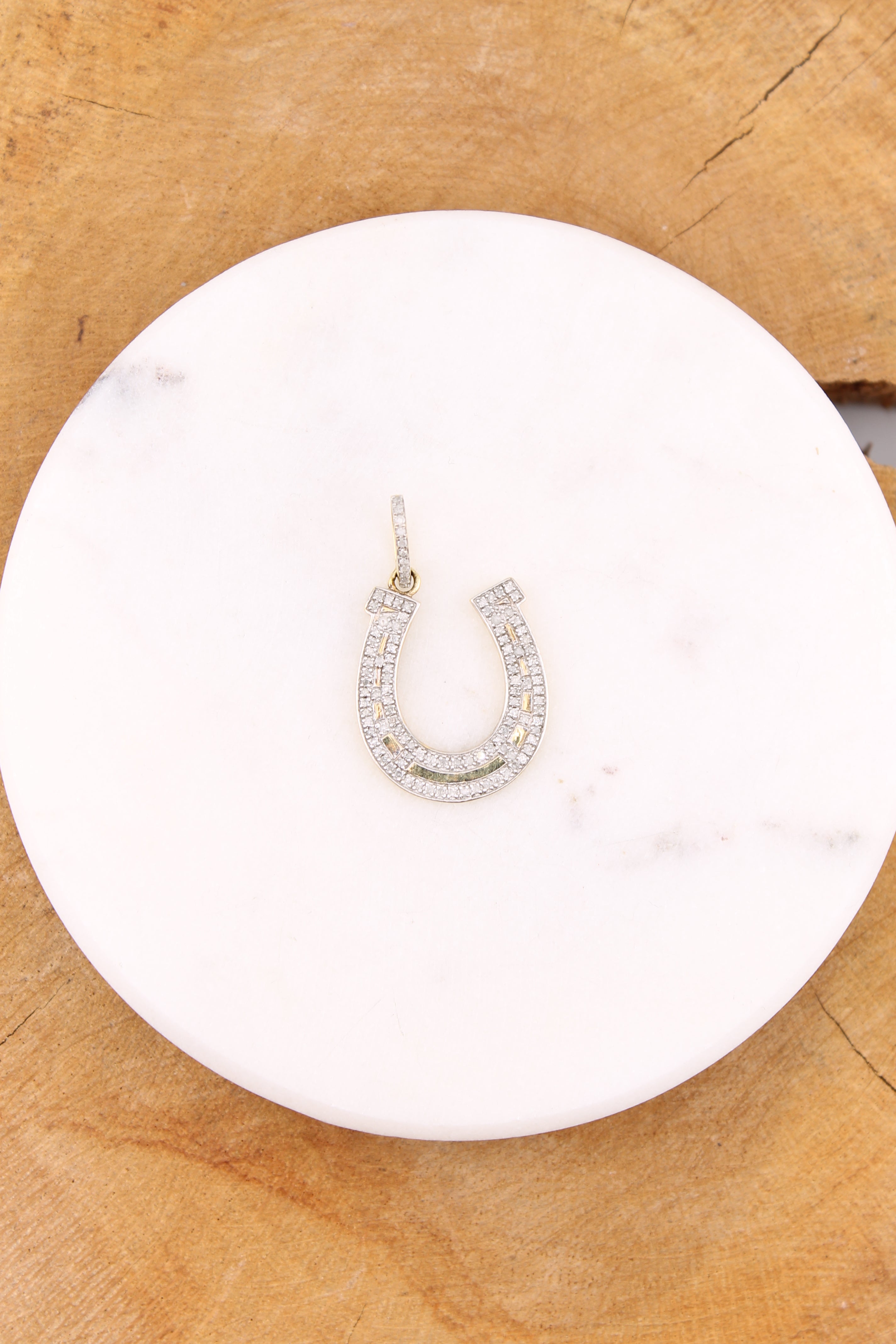 Medium Pave Diamond Horseshoe Pendant (y10869B)