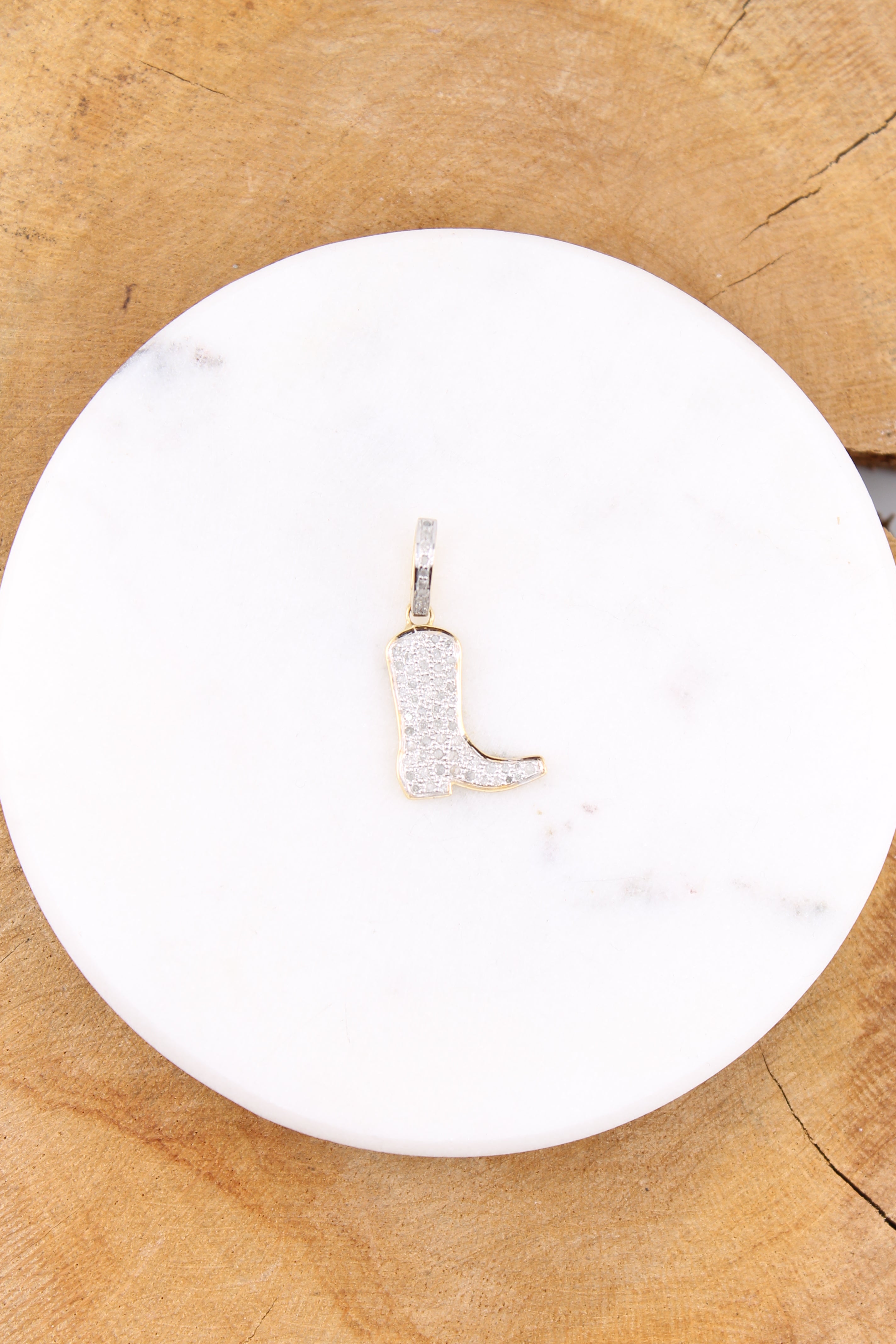 Small Pave Diamond Boot Pendant (y10870B)