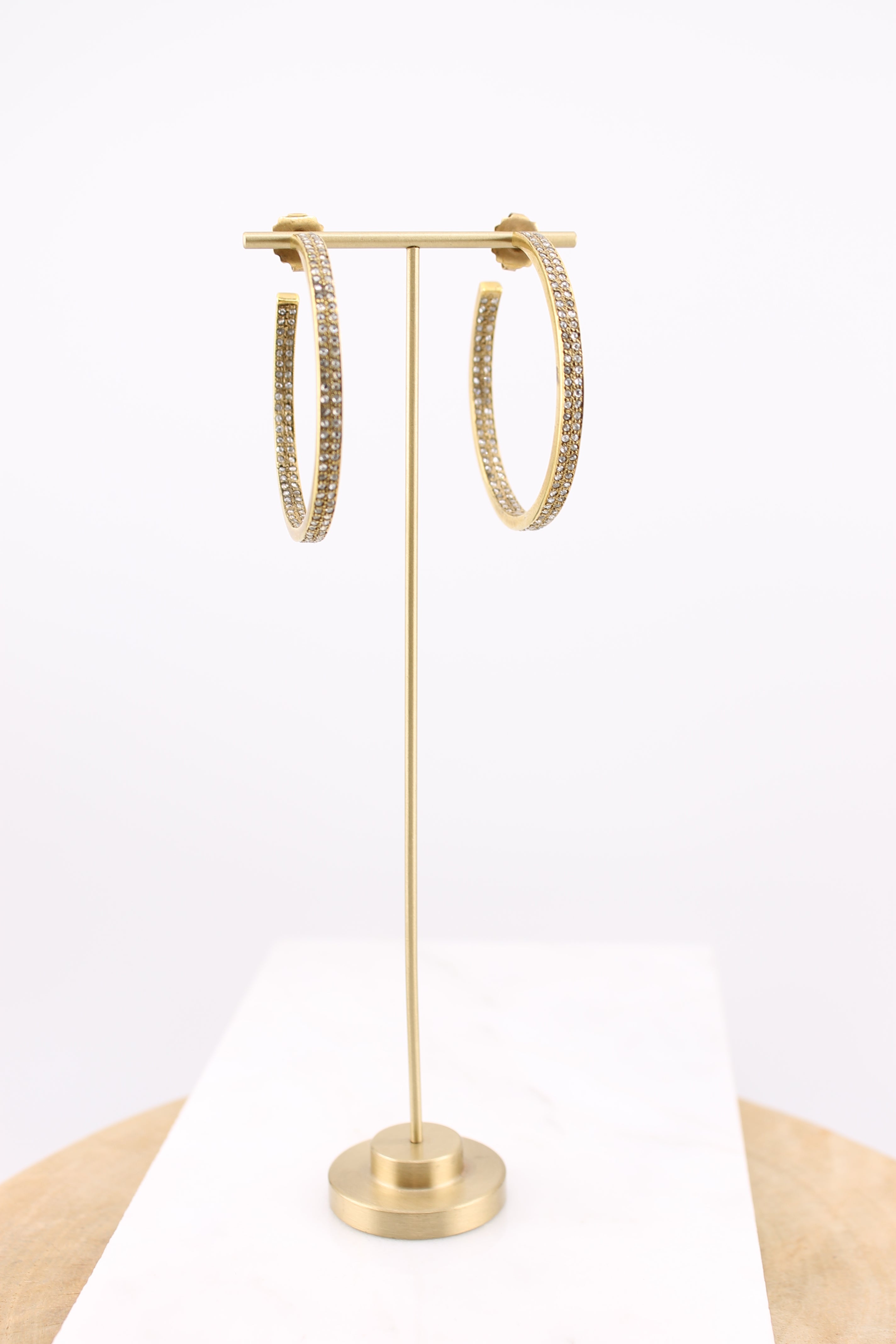 Medium Double Row Diamond & Brass Hoops (yb2hmed)