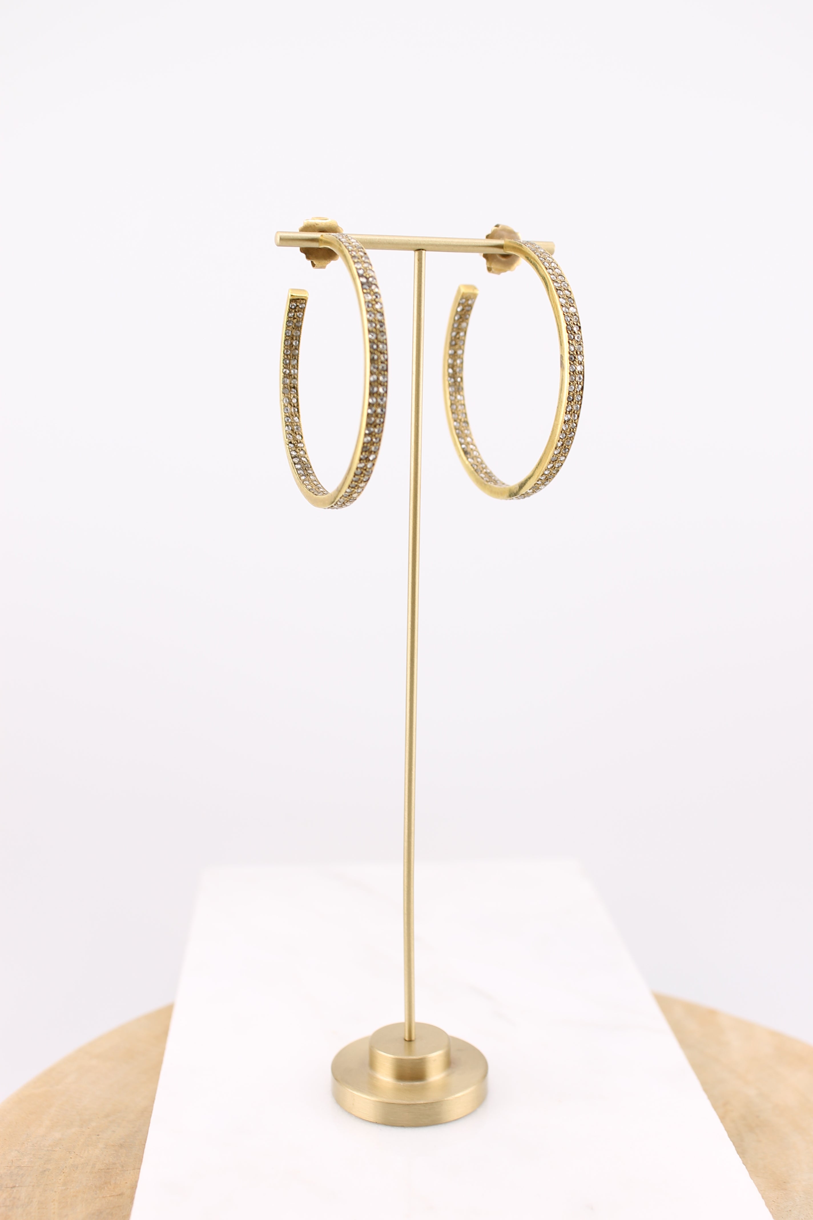 Medium Double Row Diamond & Brass Hoops (yb2hmed)