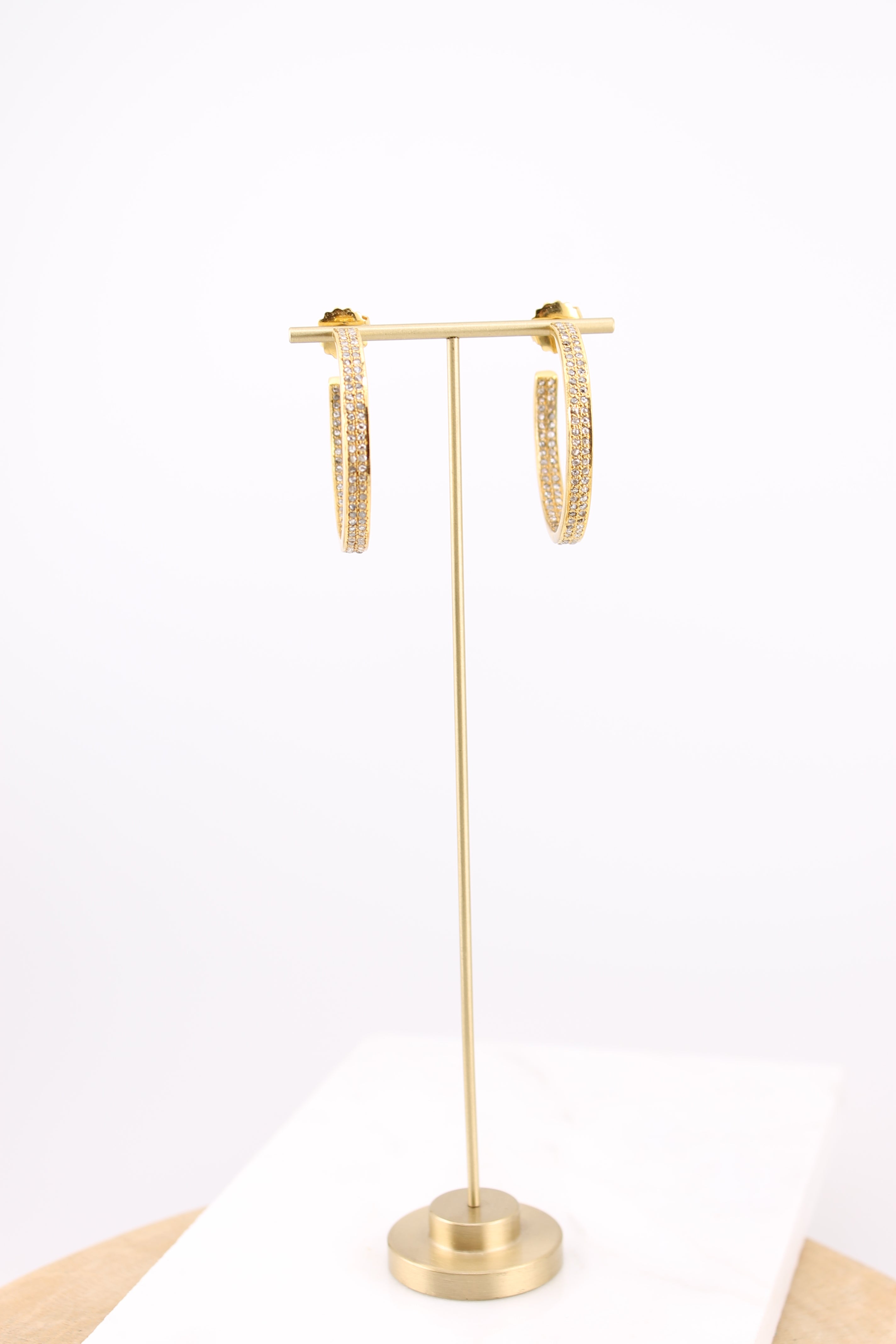 Small Double Row Diamond & Brass Hoops (yb2hsm)