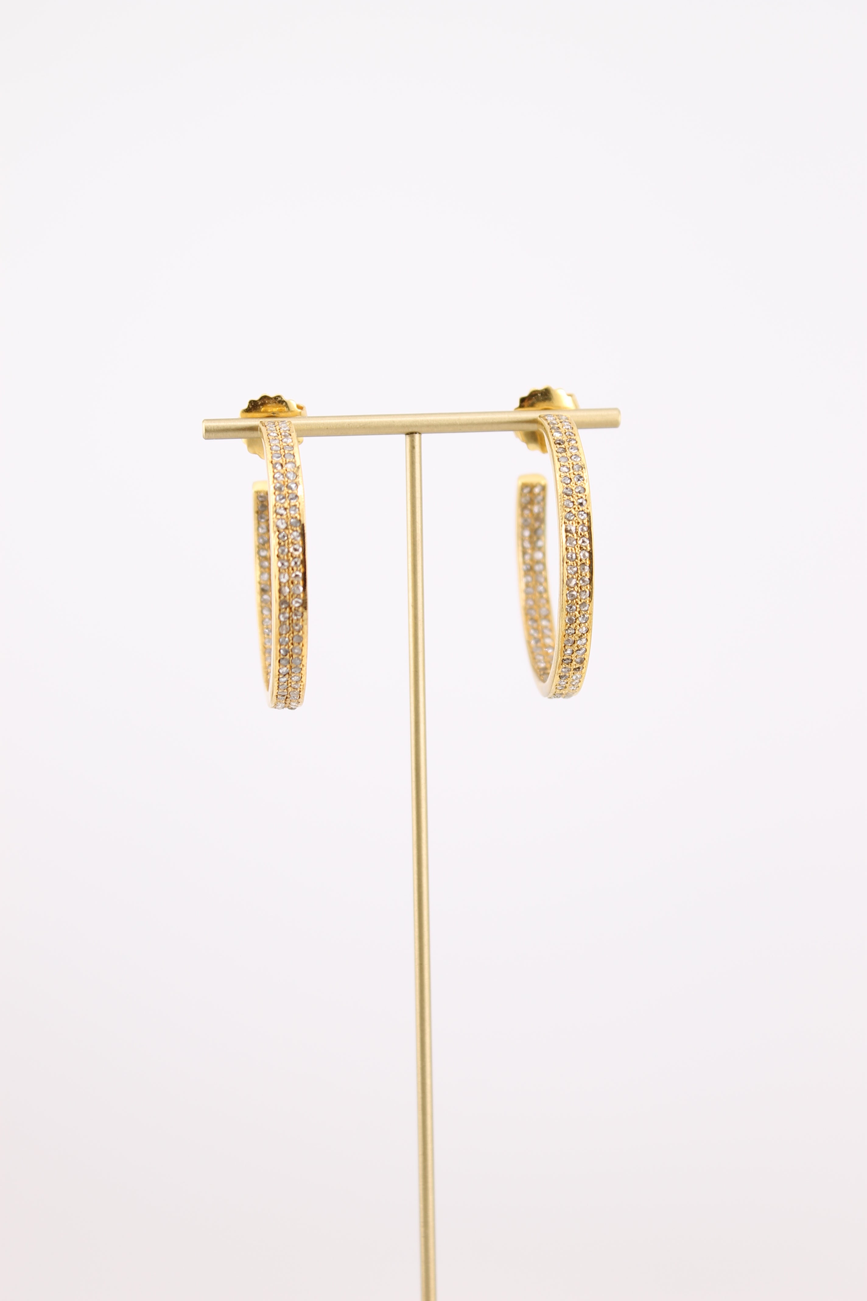 Small Double Row Diamond & Brass Hoops (yb2hsm)