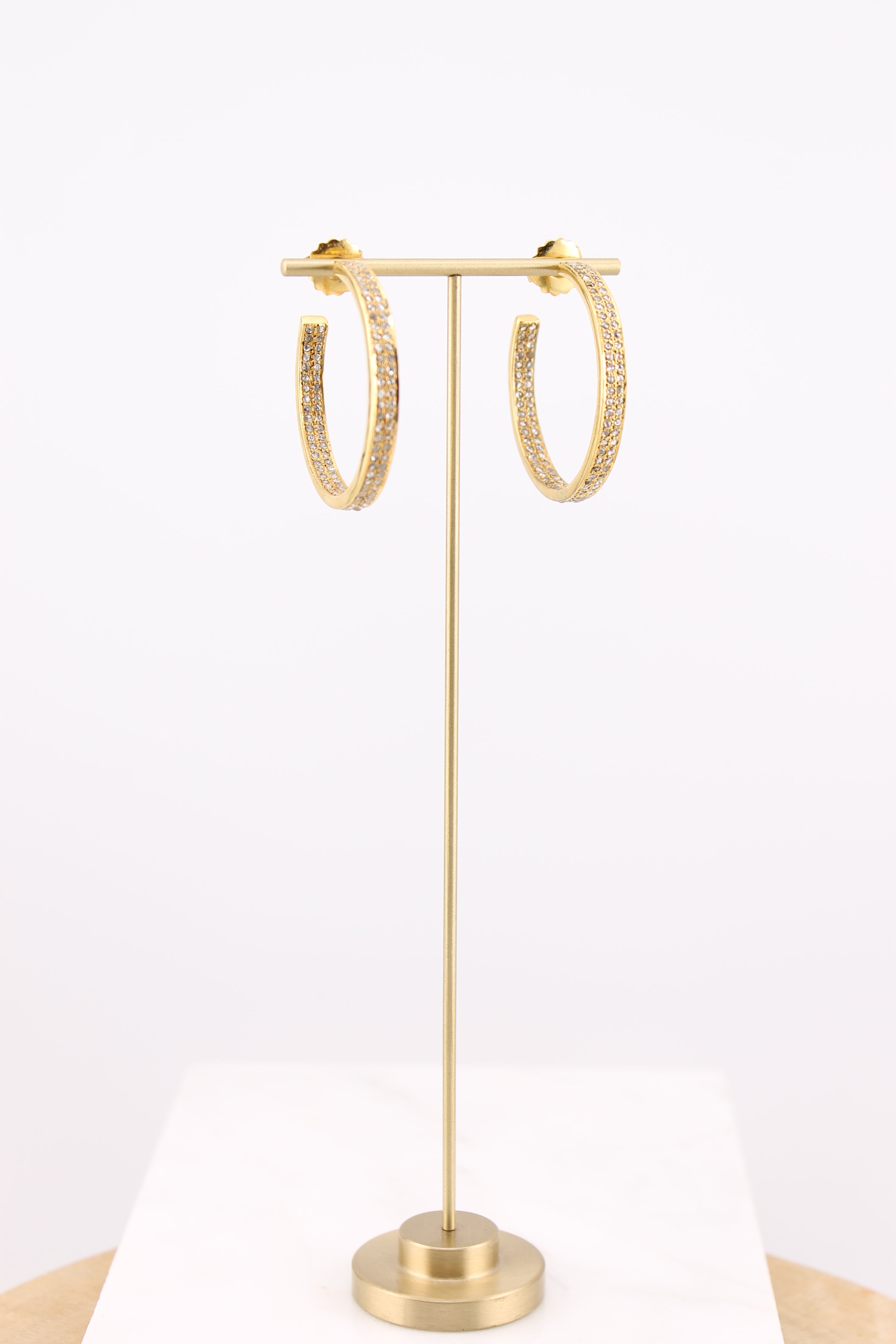 Small Double Row Diamond & Brass Hoops (yb2hsm)