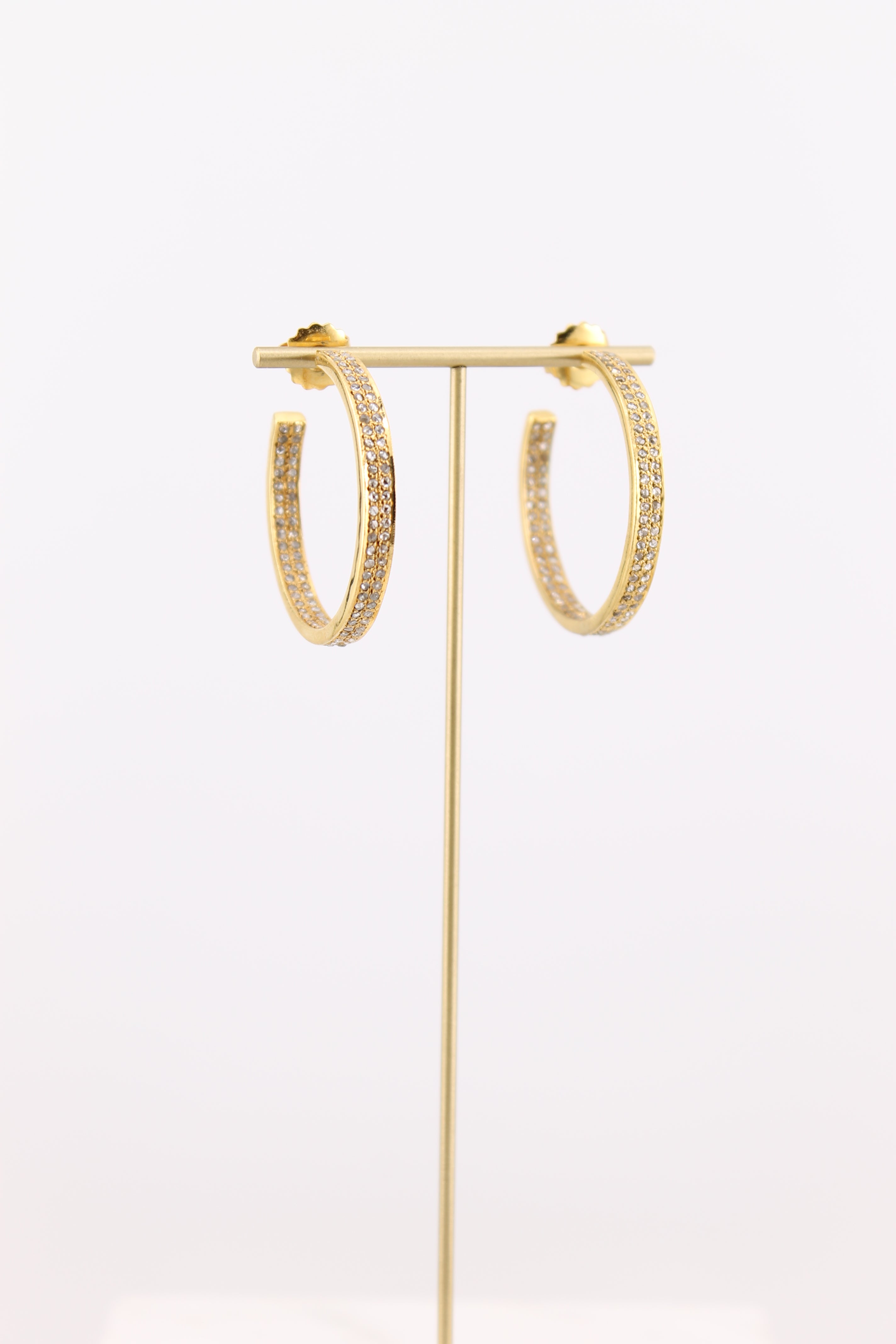 Small Double Row Diamond & Brass Hoops (yb2hsm)