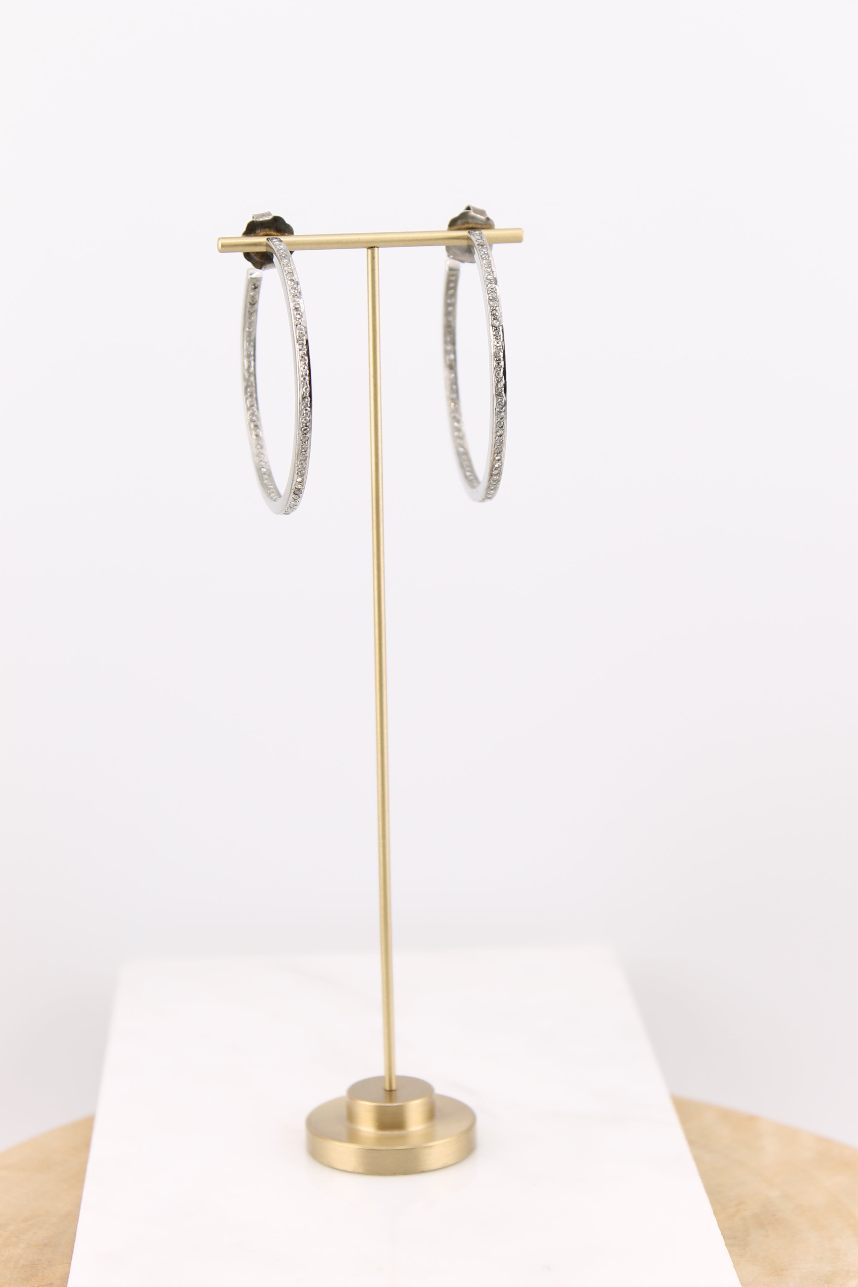 Large Single Row Diamond and Silver Hoops (ysshmed)