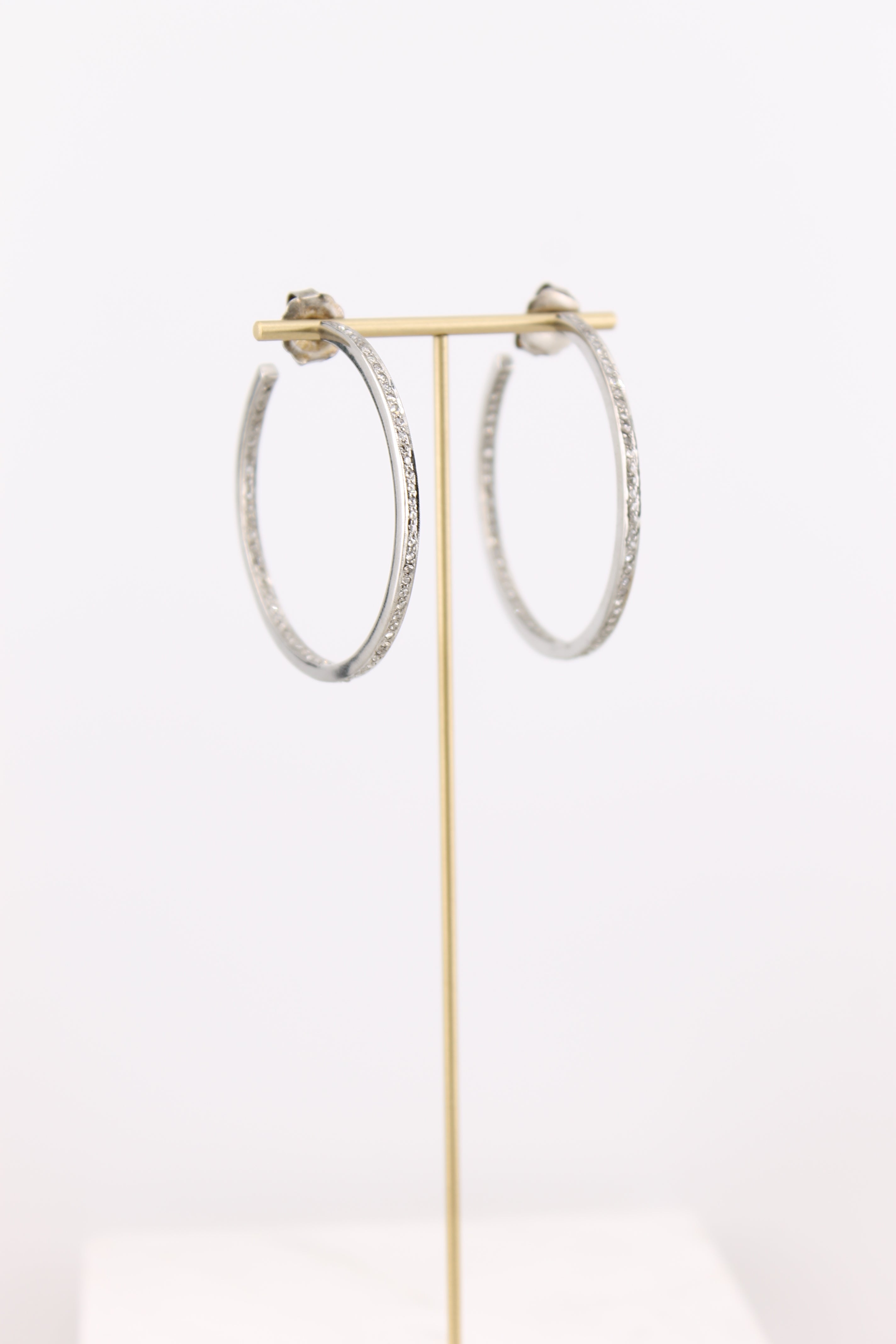 Large Single Row Diamond and Silver Hoops (ysshmed)