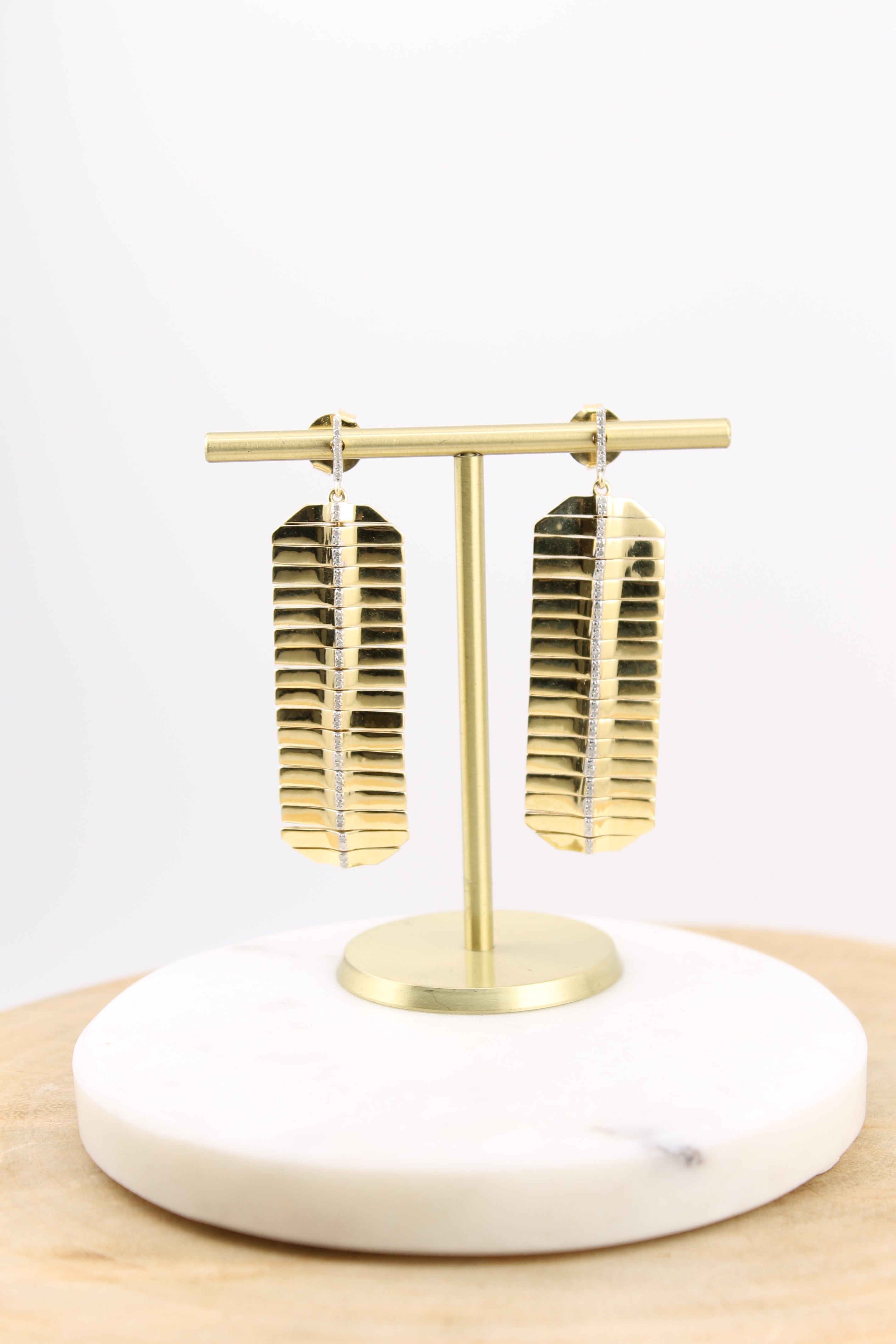 Gold Geometric Feather Earrings (y10960B)