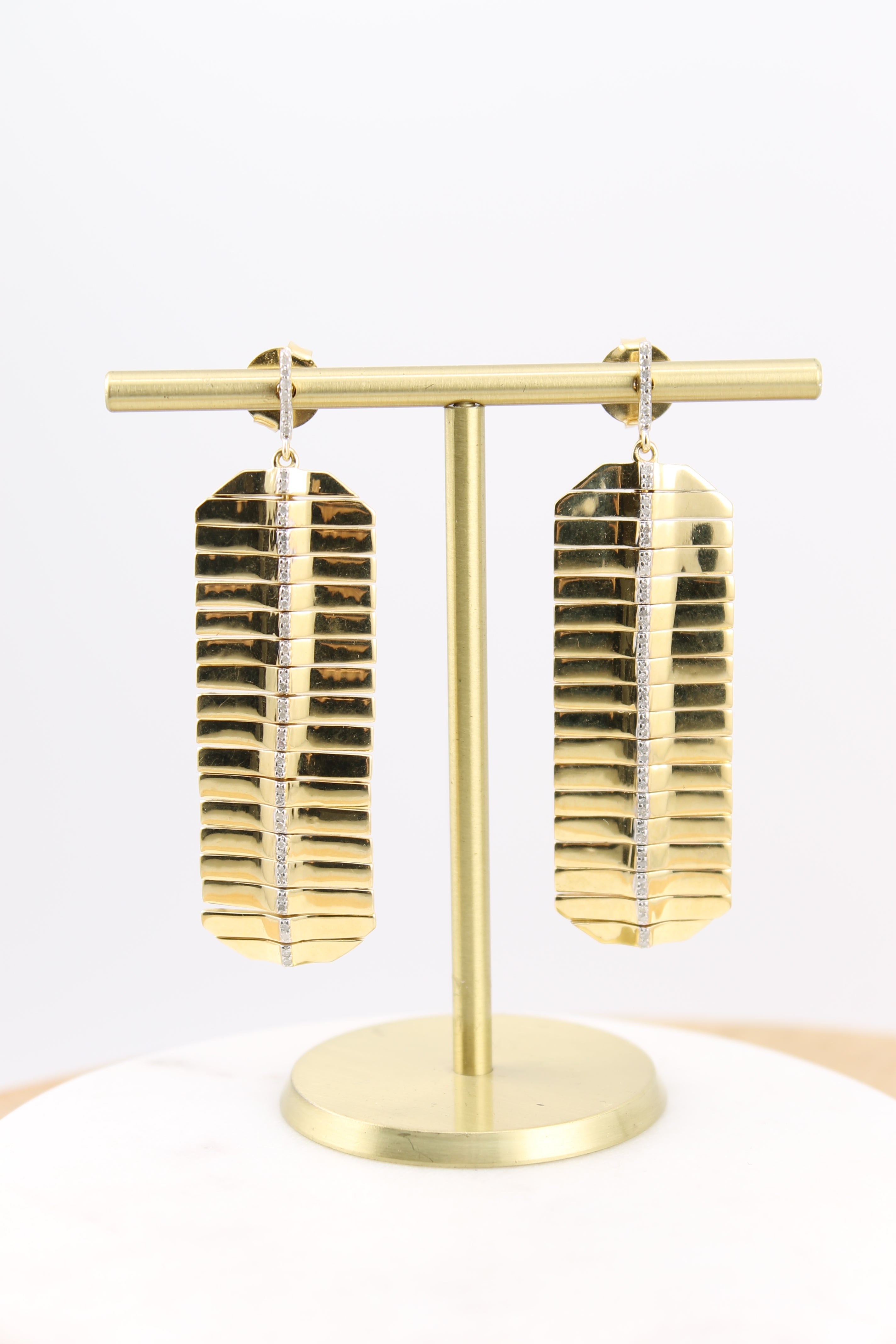 Gold Geometric Feather Earrings (y10960B)