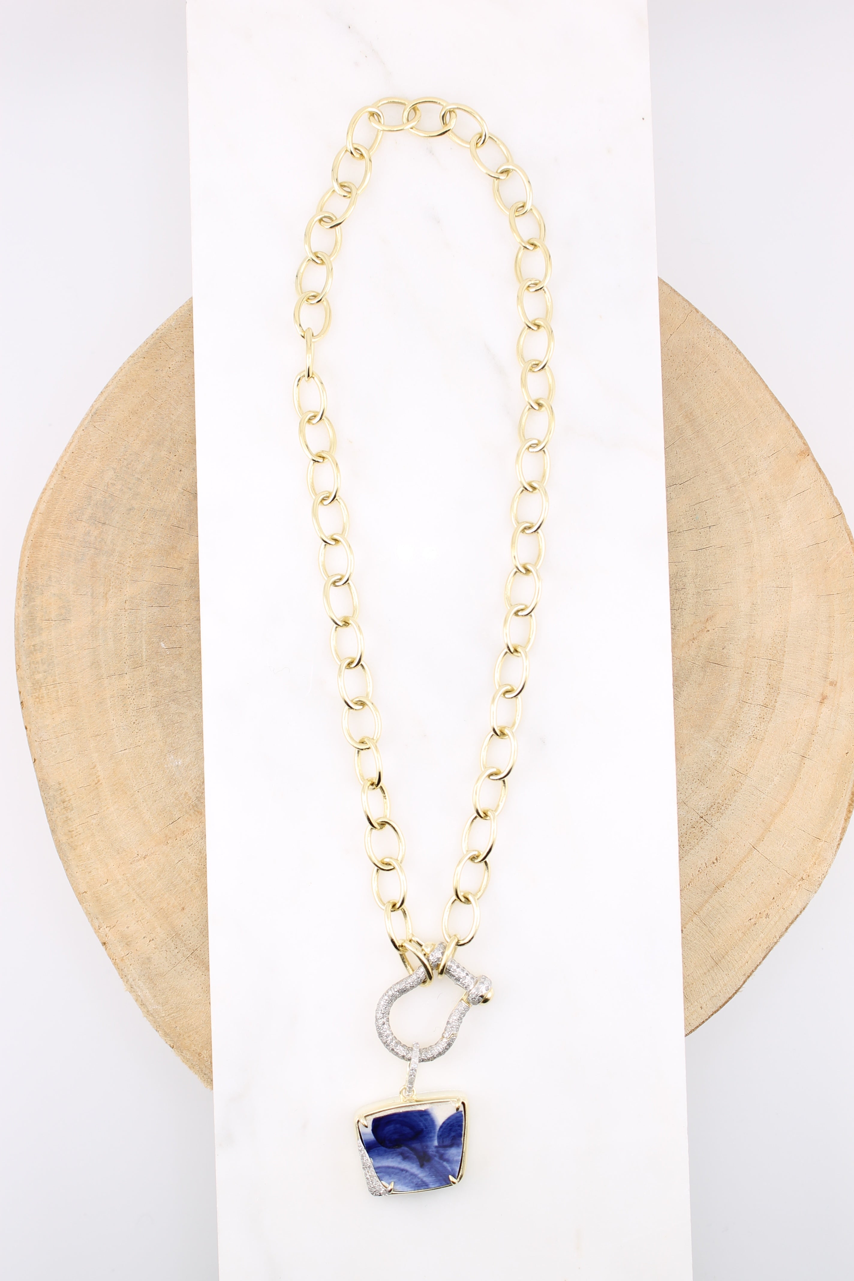 Bulgarian Porcelain  Blue Plate Pendant (y10959B)