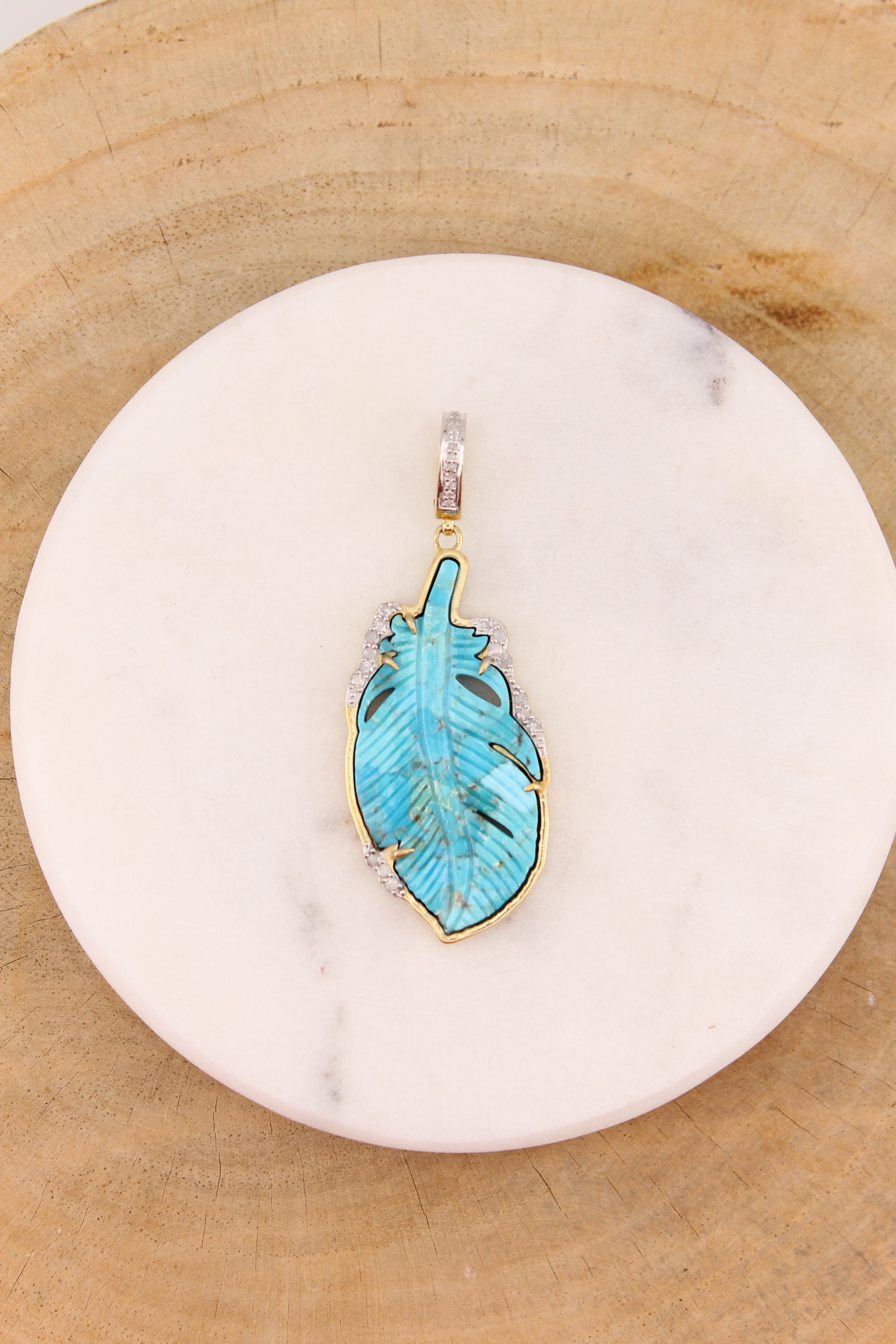 Turquoise Feather Pendant - y10200B