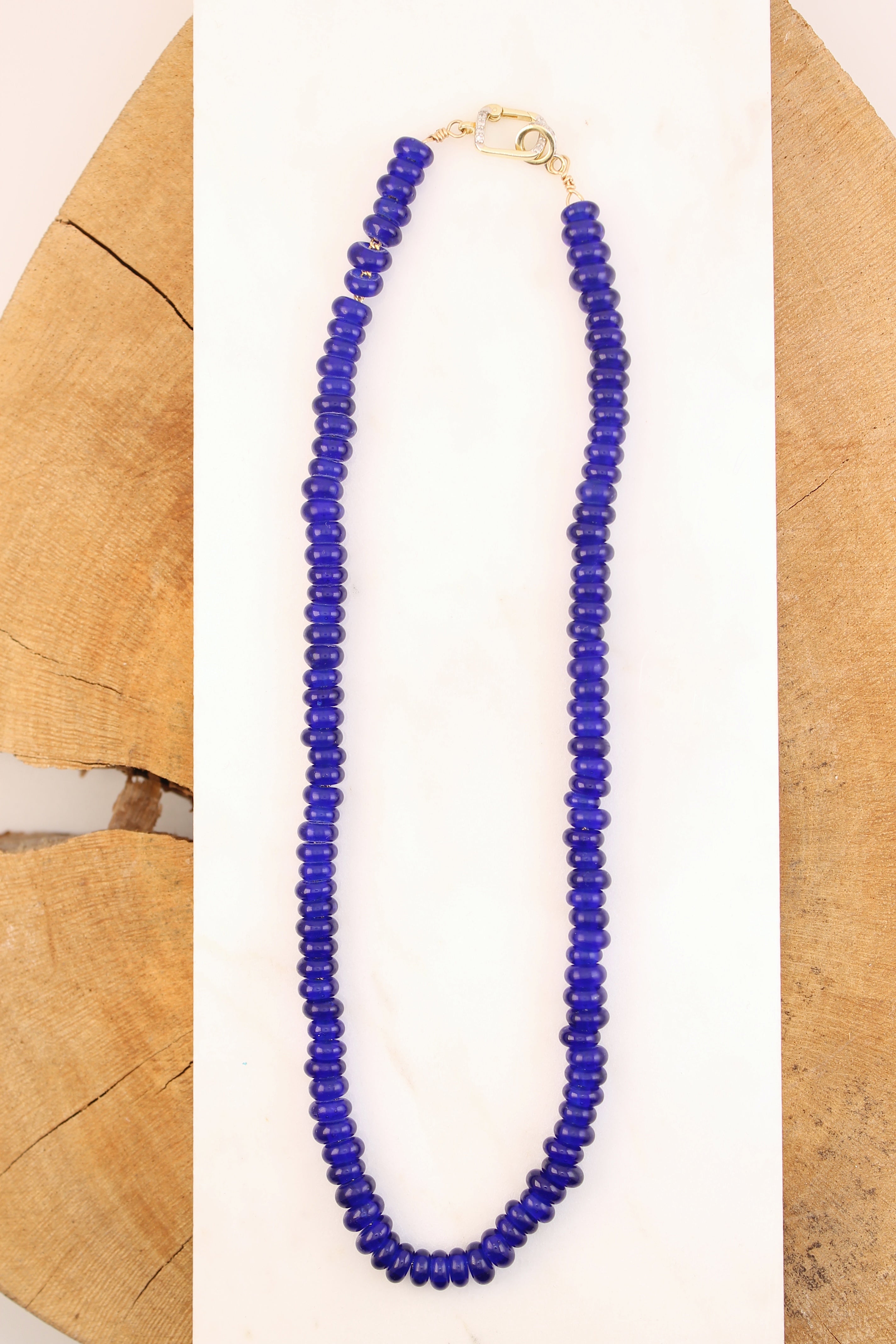 17" Blue Thai Java Bead Necklace (y10215B)