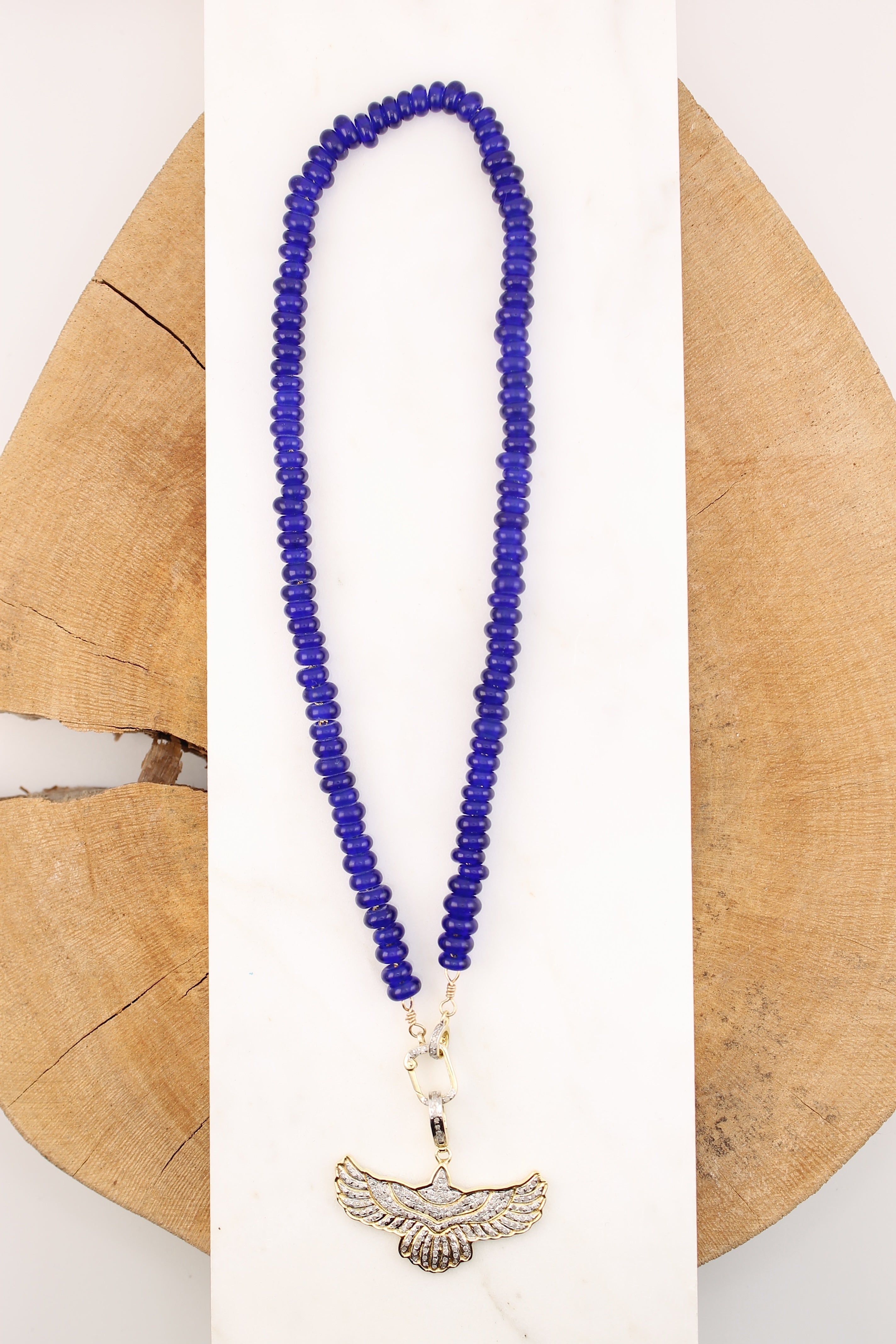 17" Blue Thai Java Bead Necklace (y10215B)