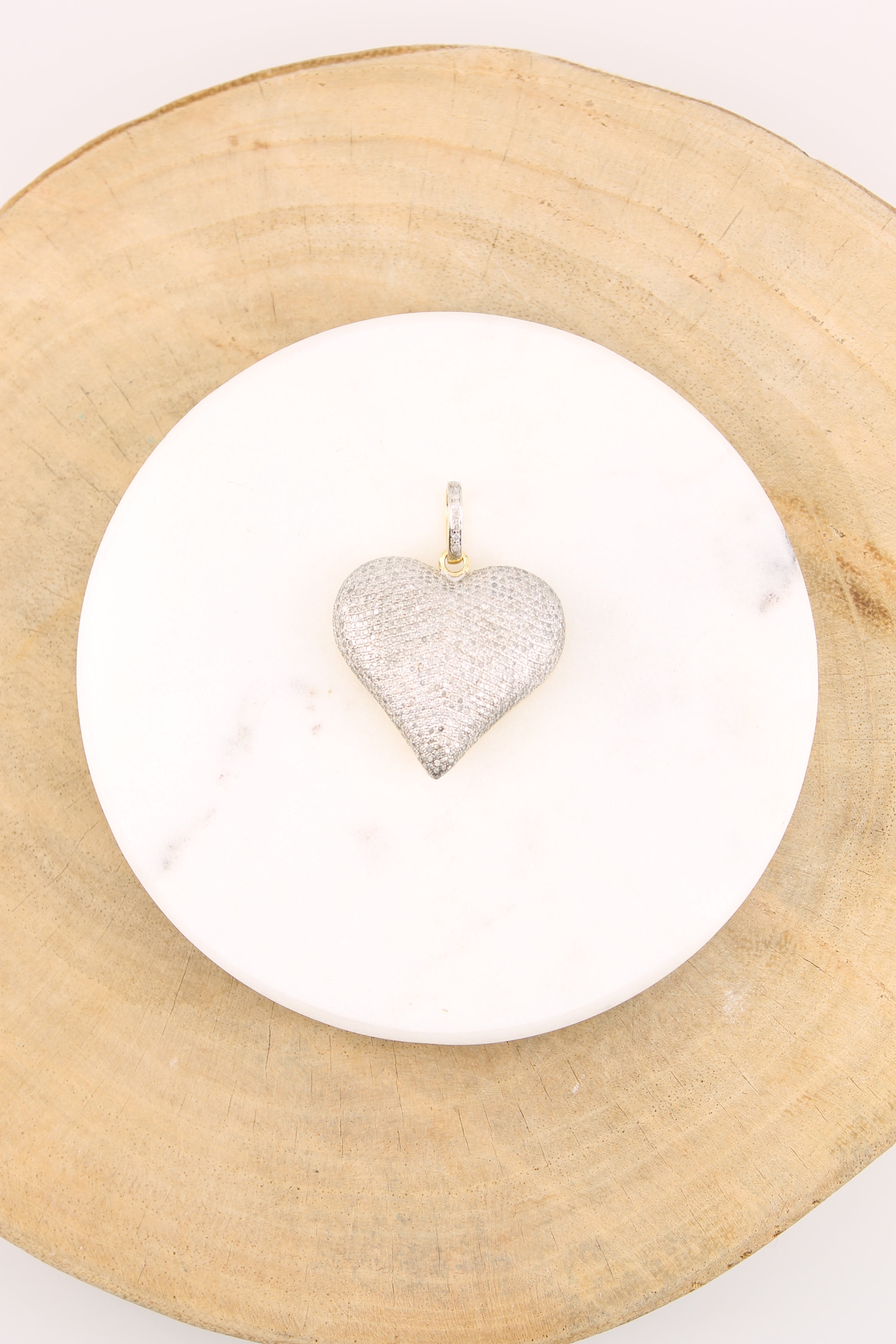 Large Puffy Pave Diamond Heart Pendant (y10203B)