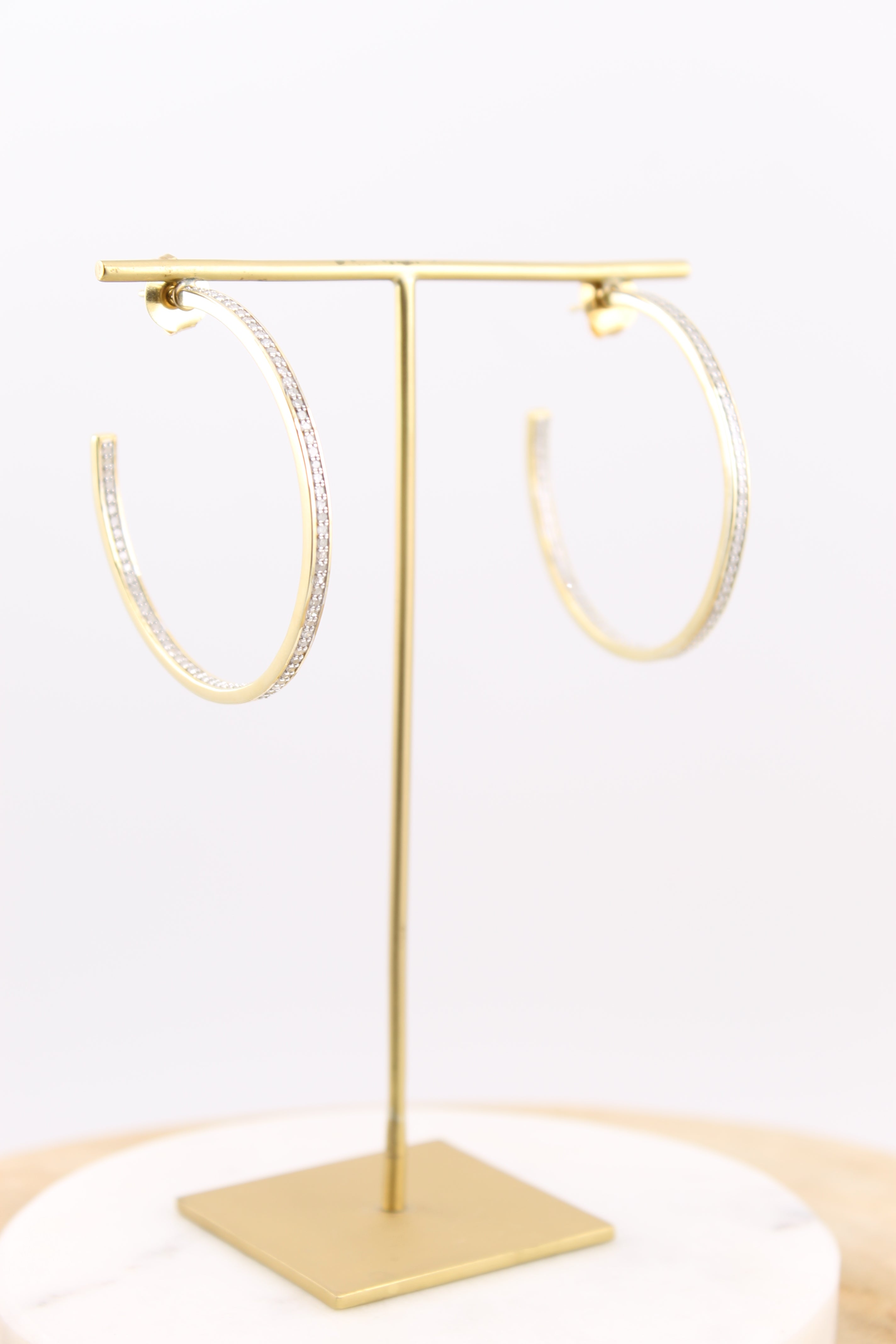 Medium 1 Row Diamond Hoops (y10998B)