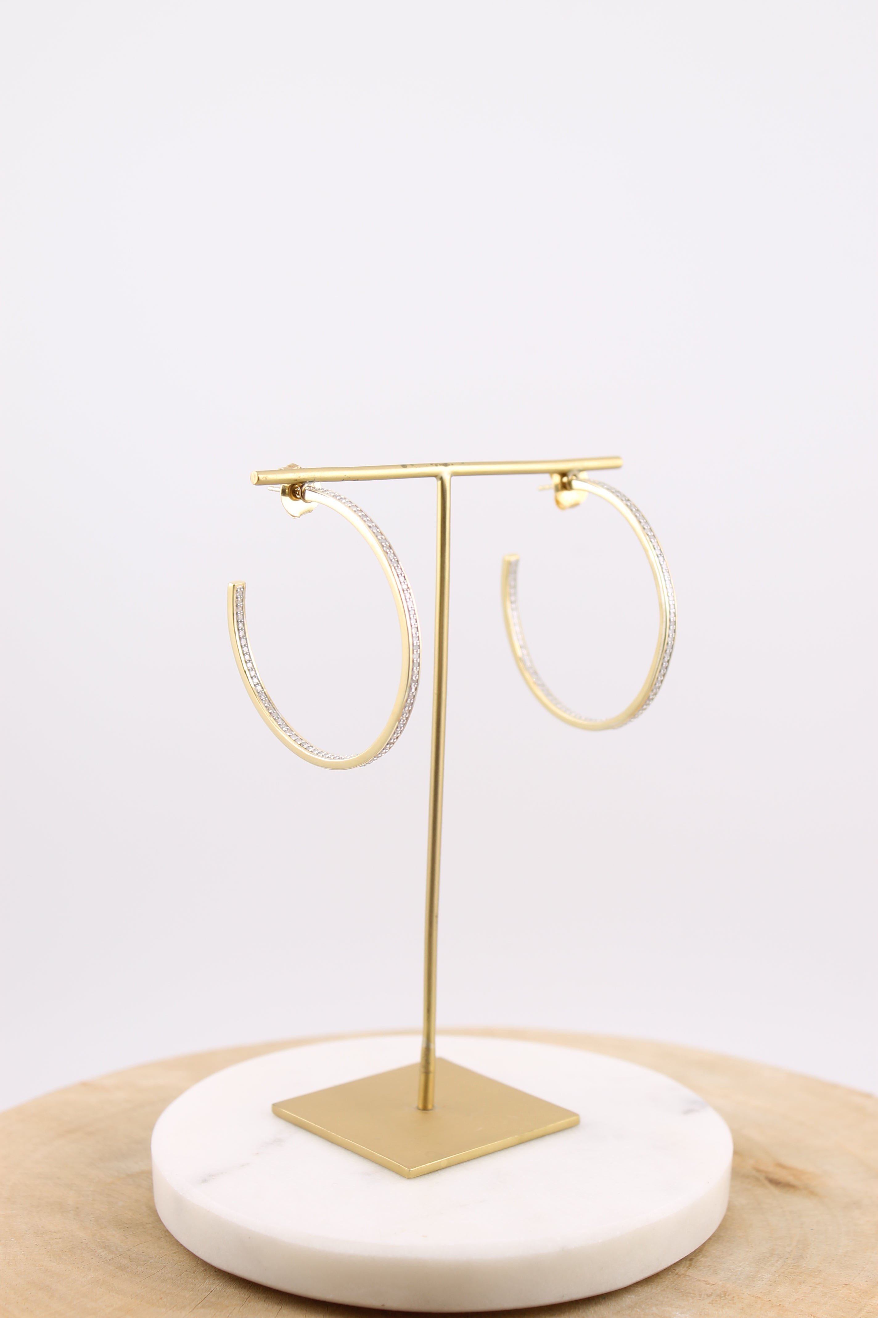 Medium 1 Row Diamond Hoops (y10998B)