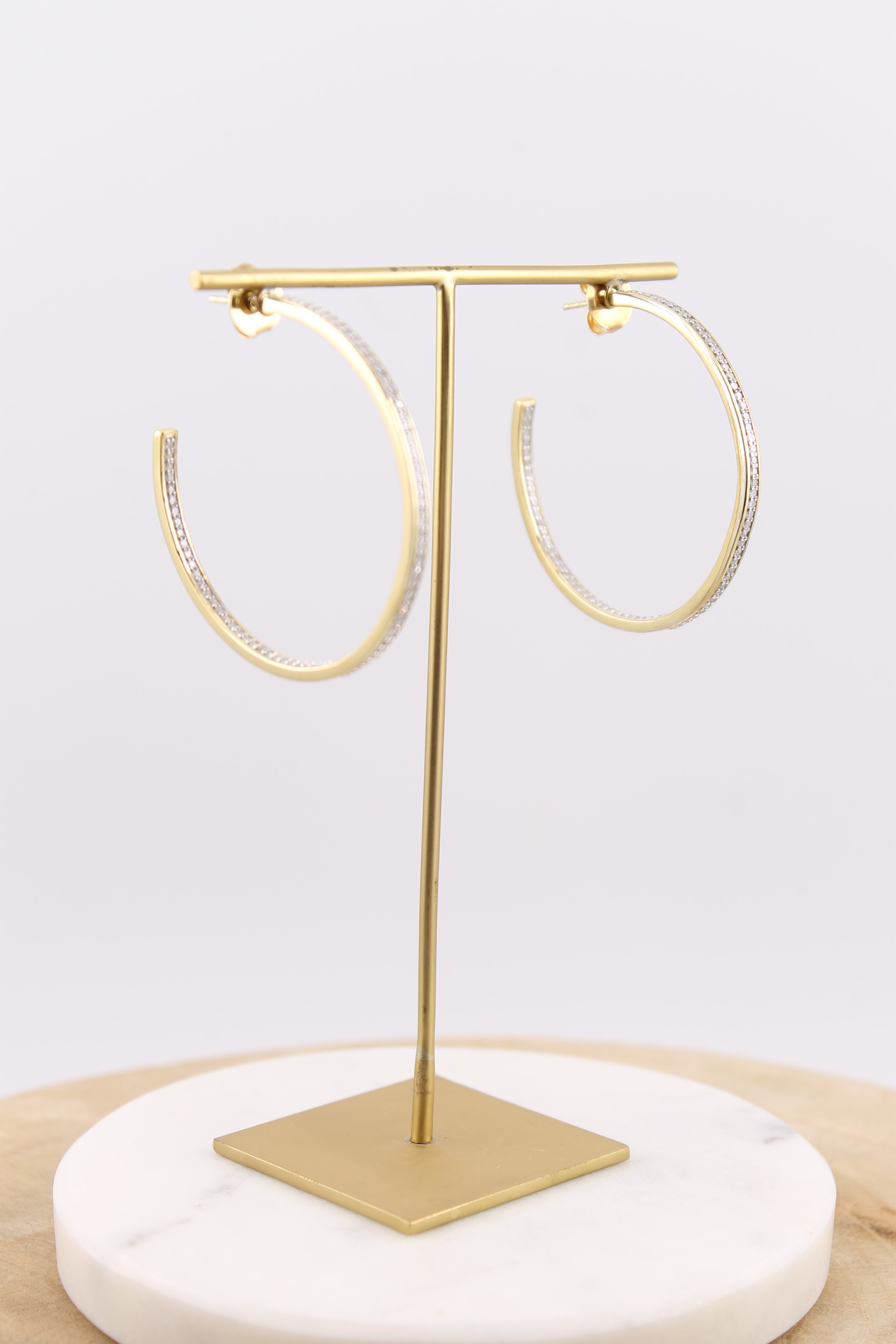 Medium 1 Row Diamond Hoops (y10998B)