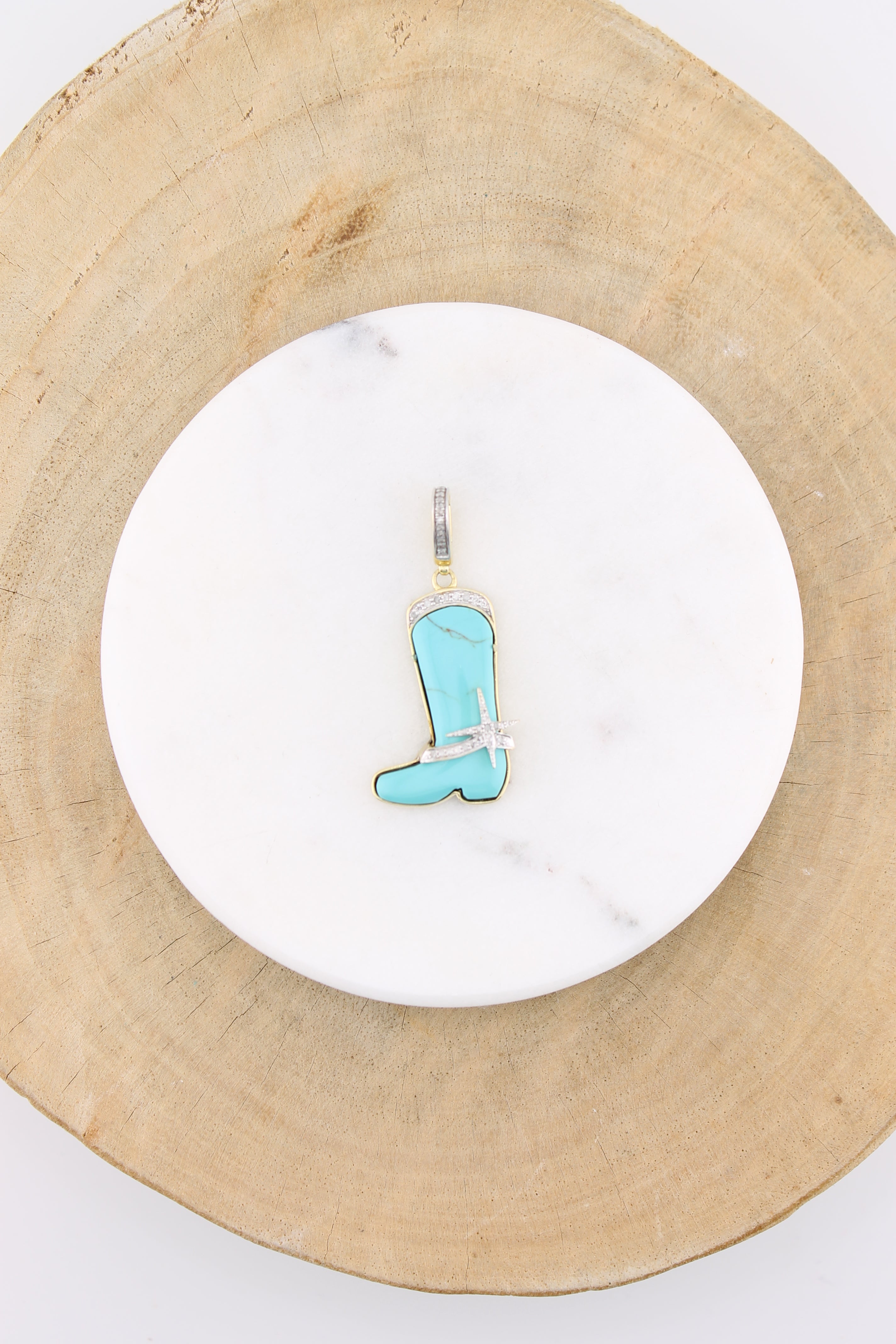 Small Turquoise Stone Cowboy Boot (y10329B)