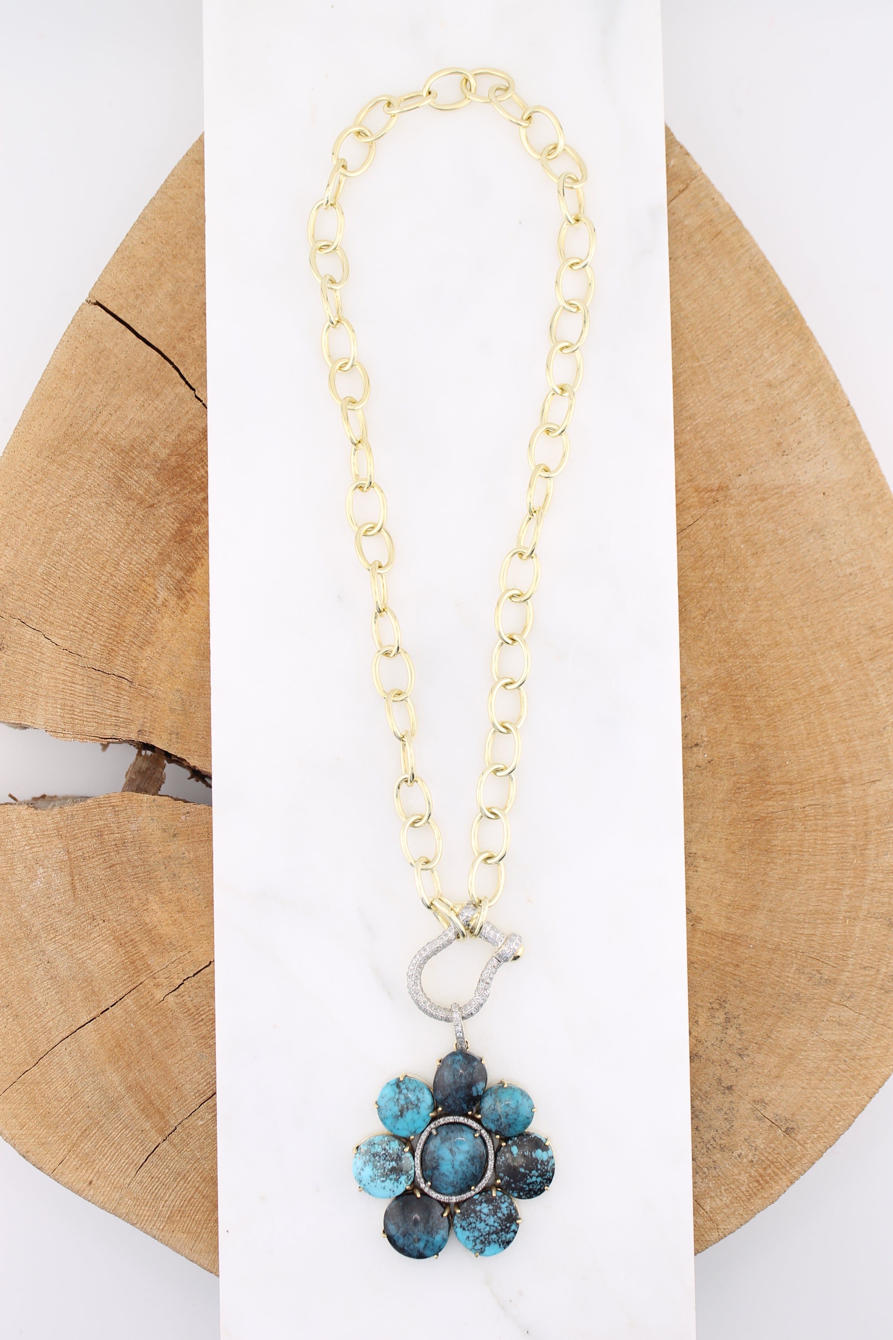 Turquoise Flower Pendant (y10864B)