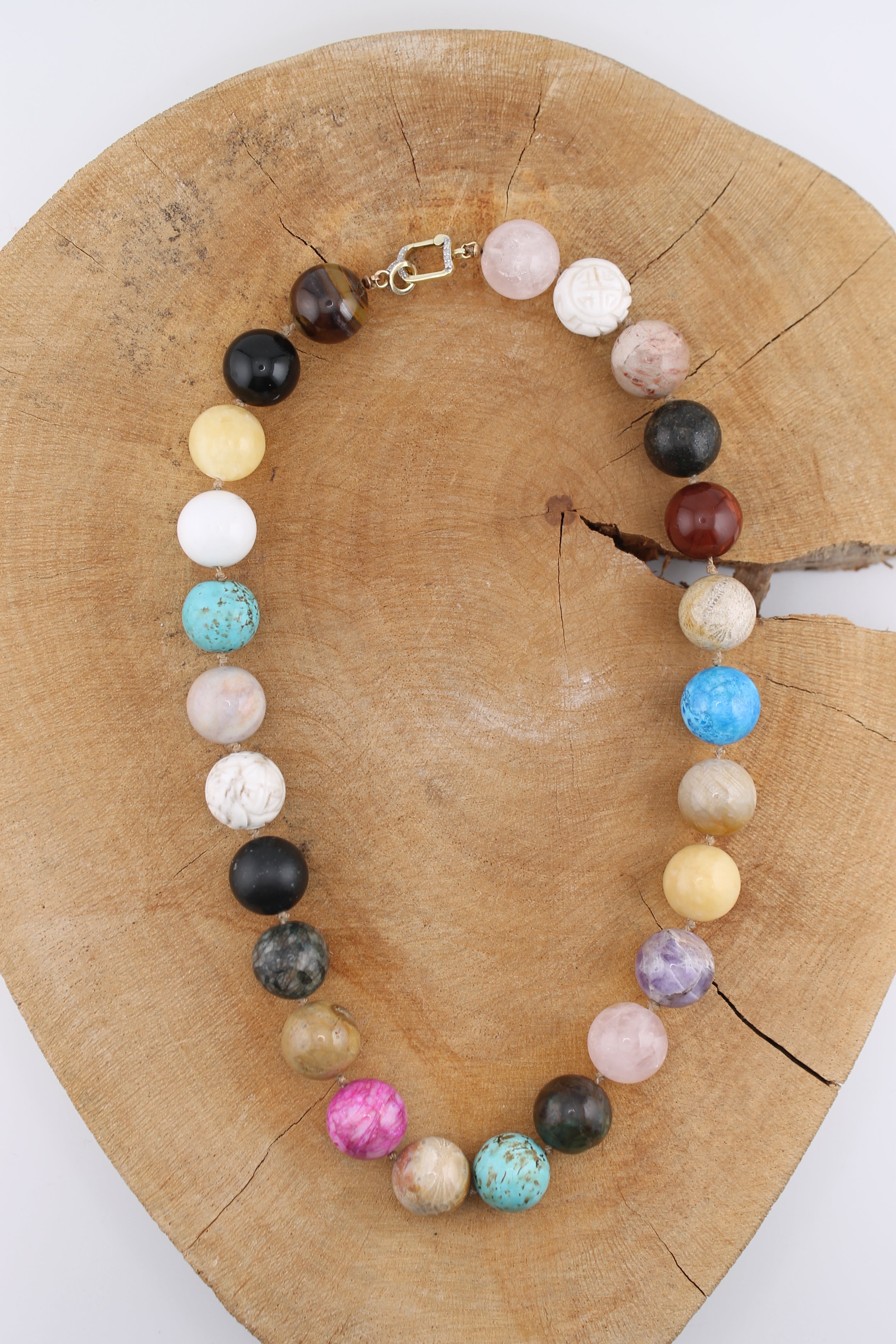 Multicolor Stone Beaded Necklace (y10437b)