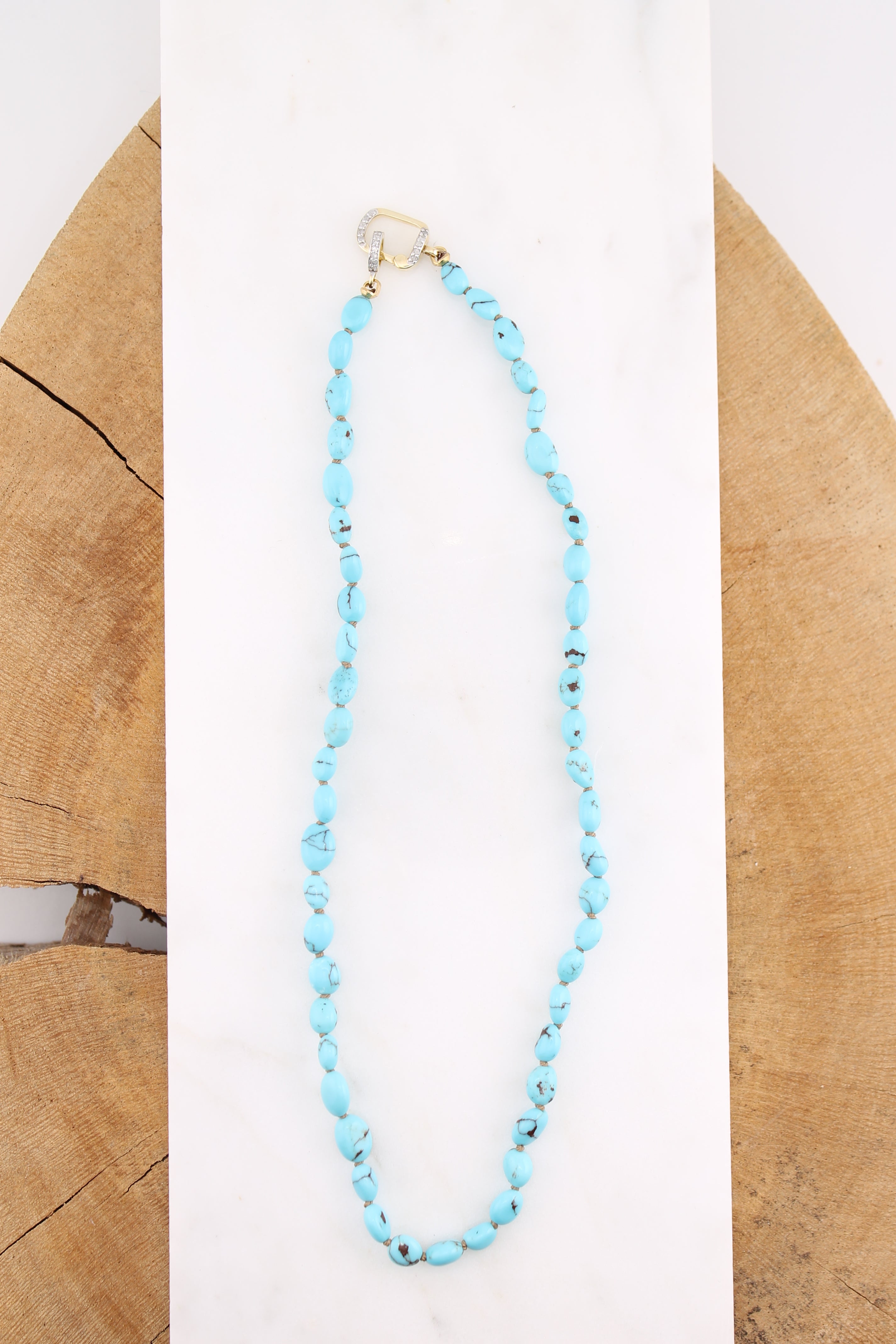 17" Small Sleeping Beauty Beaded Necklace (y10438b)
