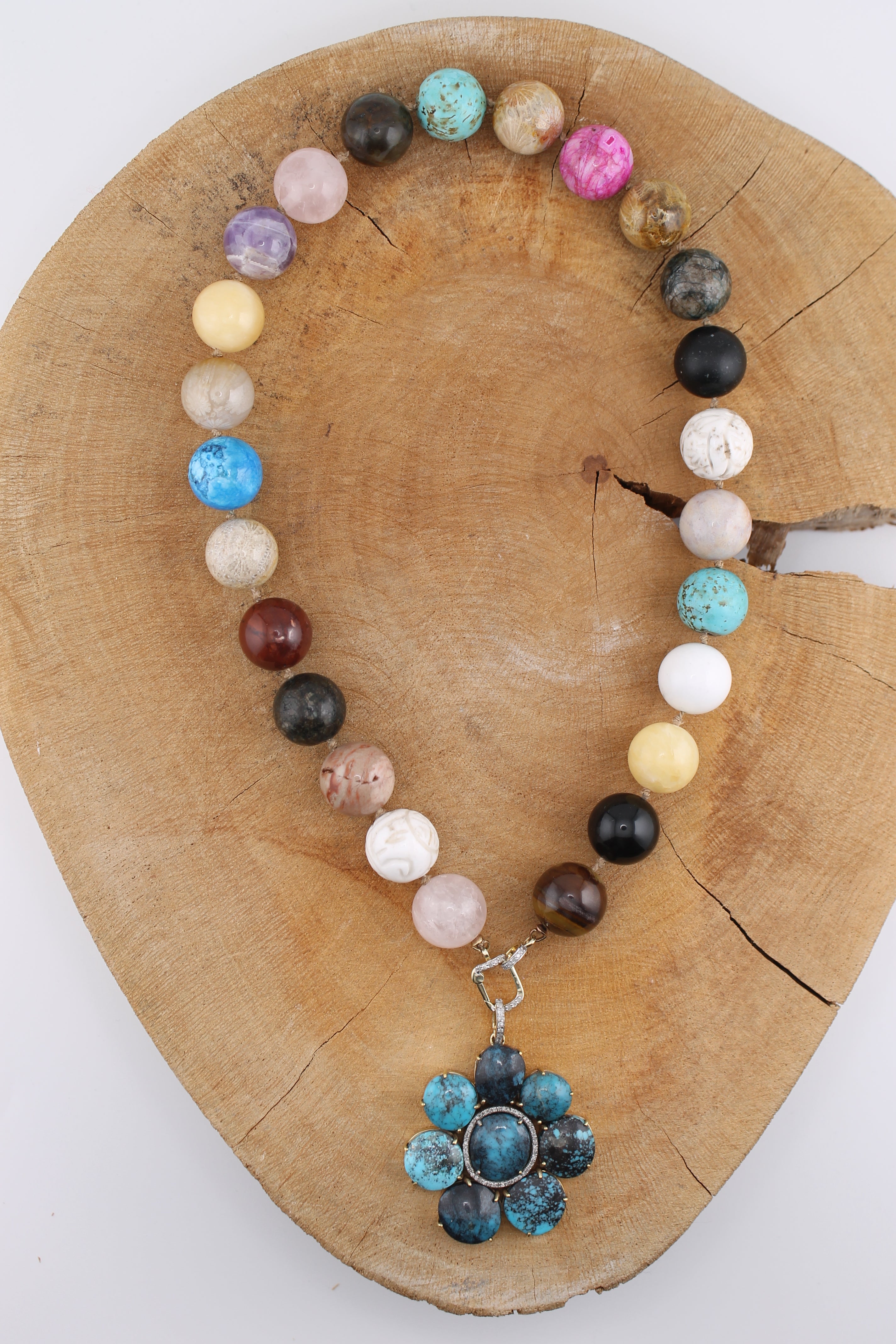 Multicolor Stone Beaded Necklace (y10437b)