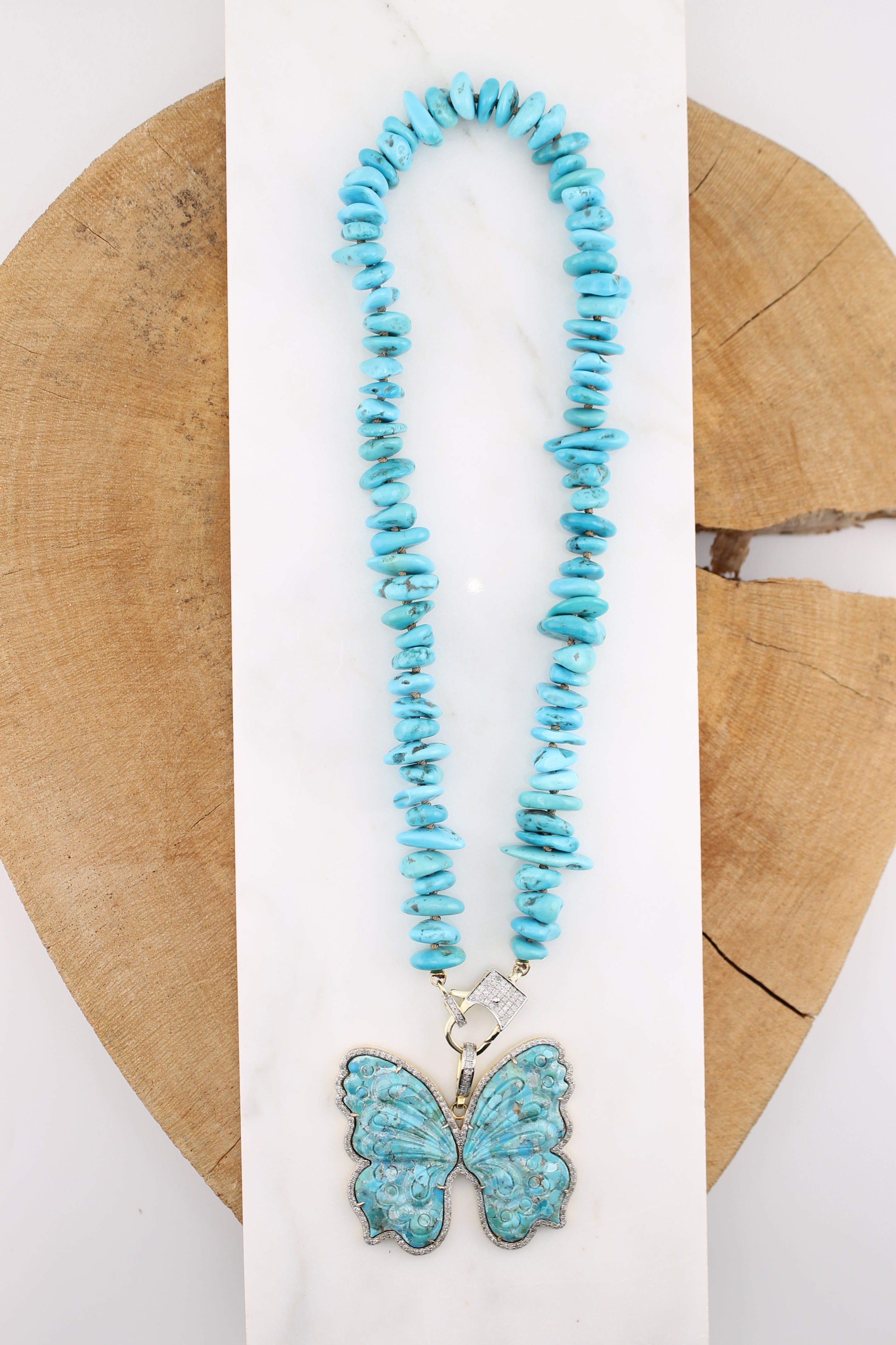 17" Jagged Sleeping Beauty Turquoise Necklace (y10439b)