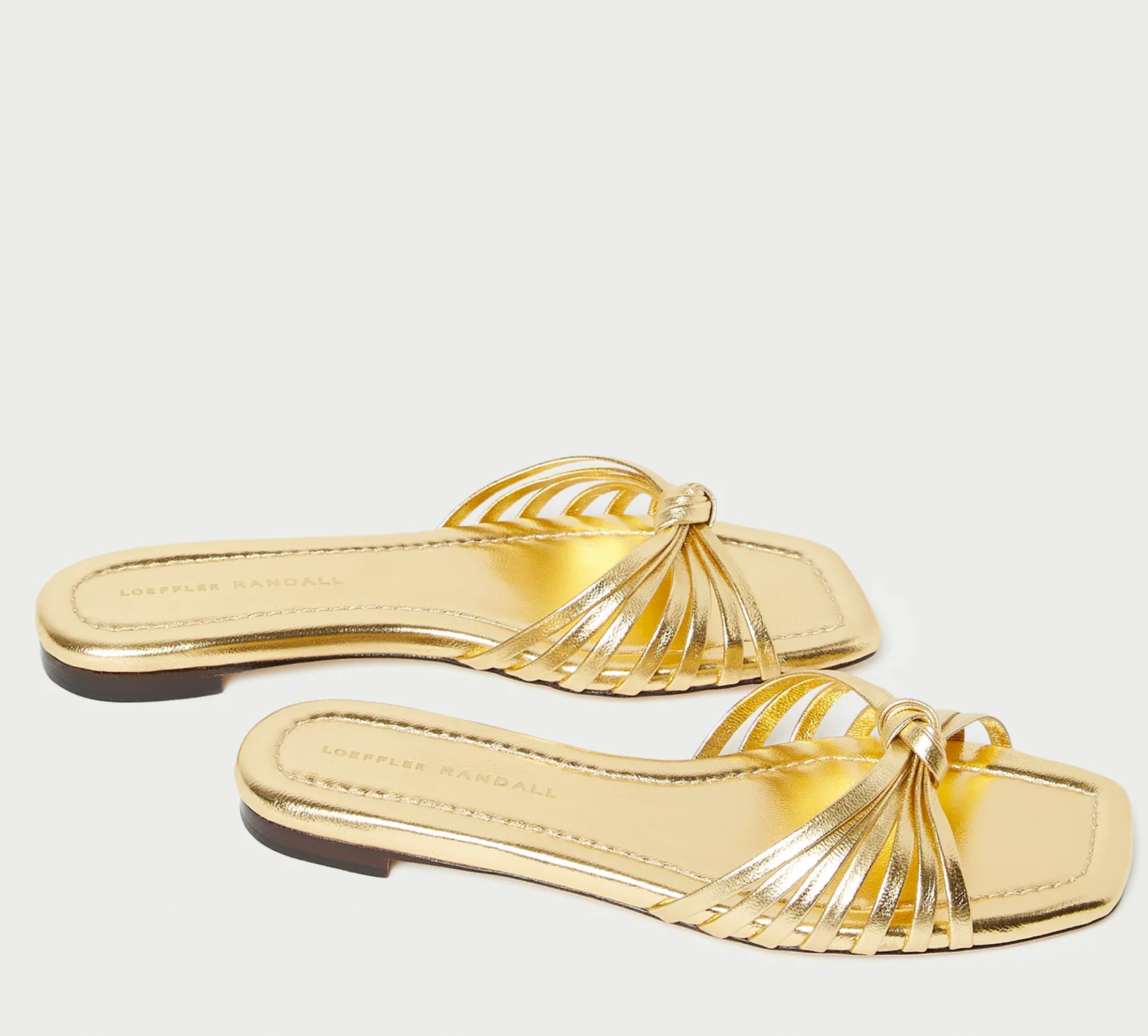 Izzie Leather Knot Flat Sandal - Gold