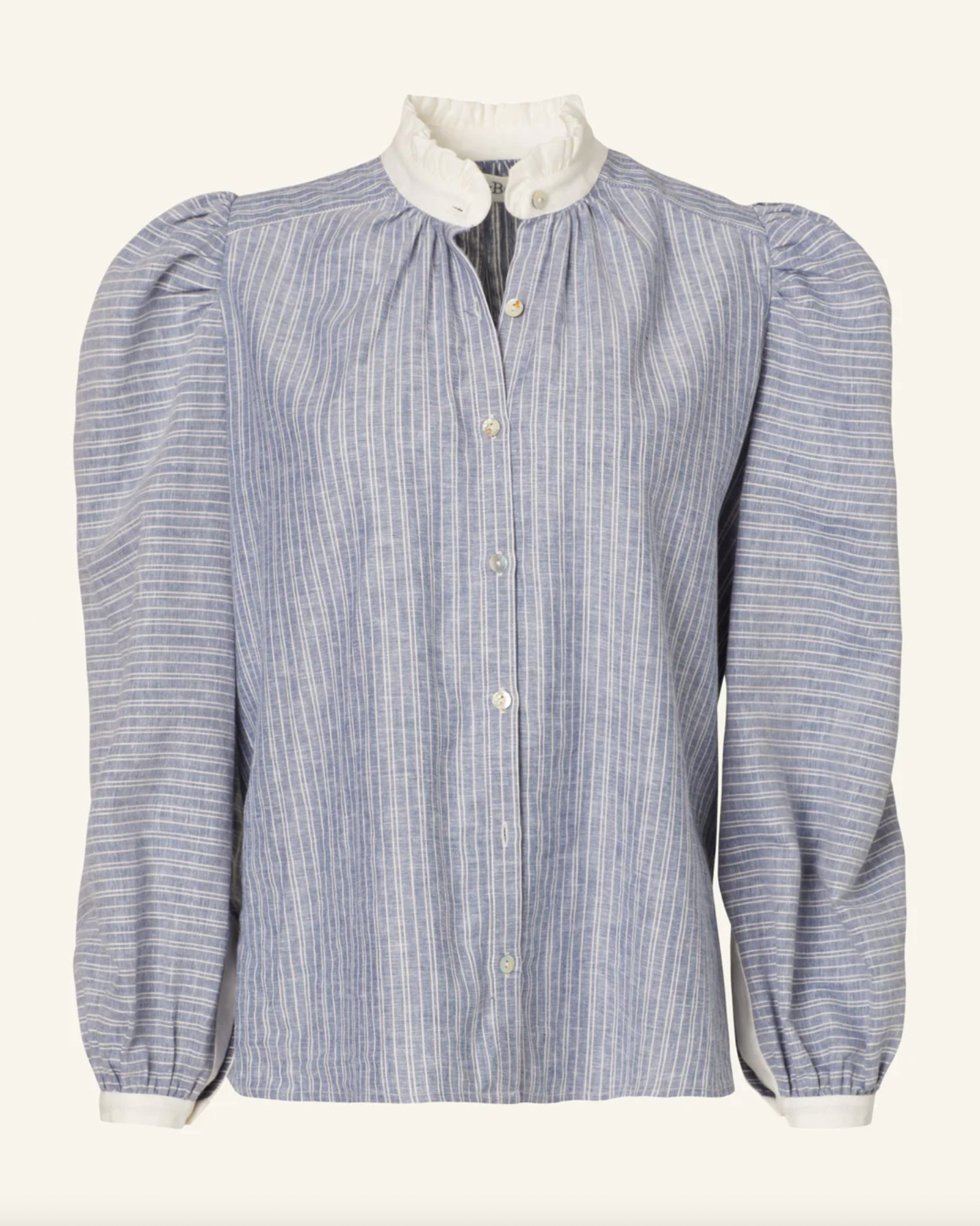 Annabel Chambray Stripe Shirt-Blue