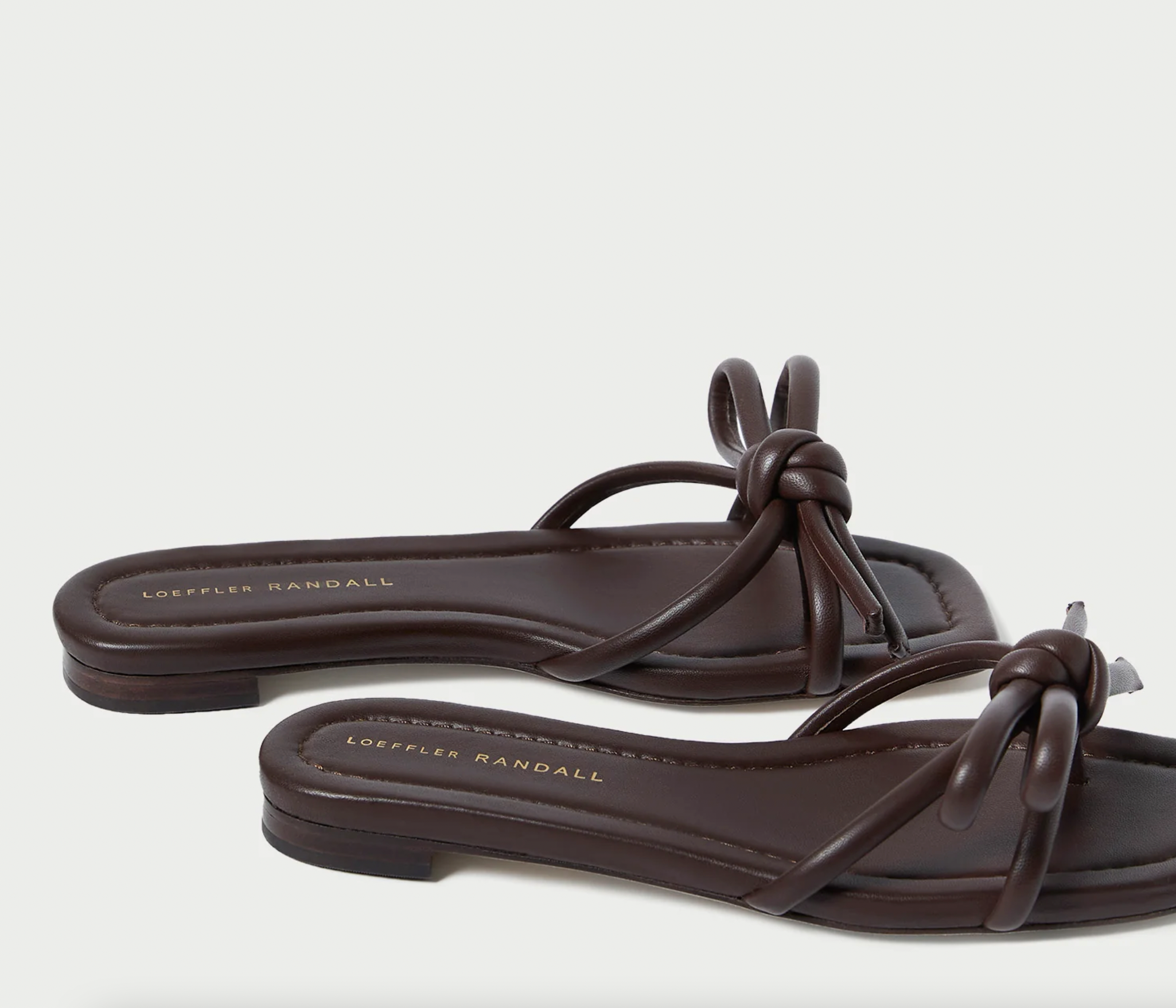 Hadley Leather Bow Flat Sandal - Chocolate