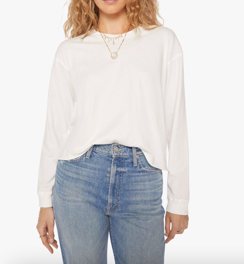 The L/S Slouchy Cut Off - Bright White