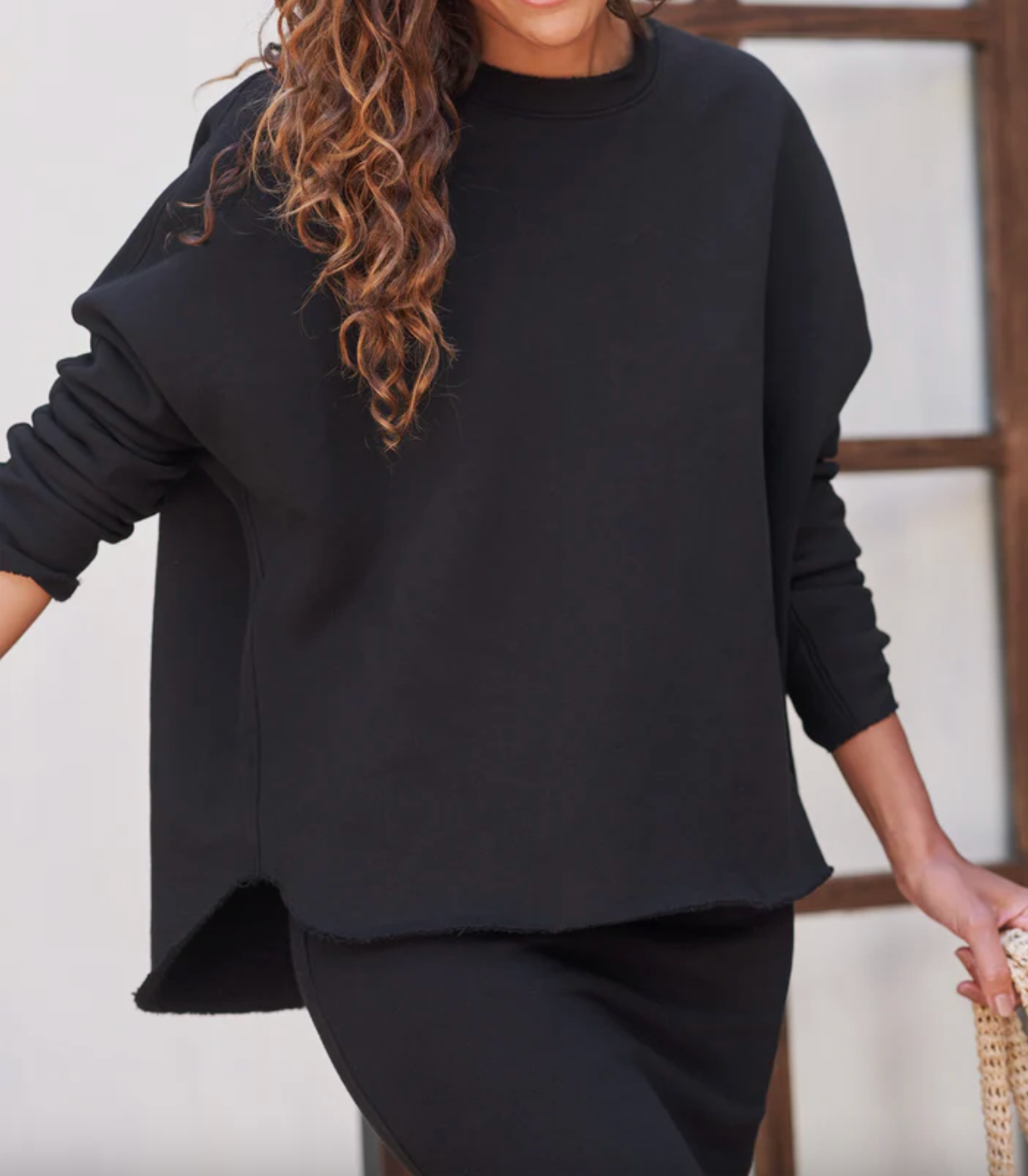 Anna-Long Sleeve Cape- Black